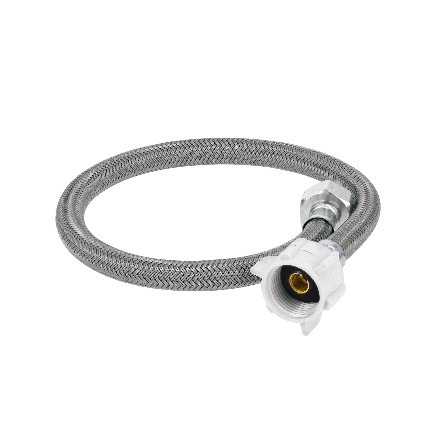 "MANGUERA DE HULE REVESTIDA DE VINILO GRIS CON CONECTORES PARA WC 1/2""X7/8"", 50CM"