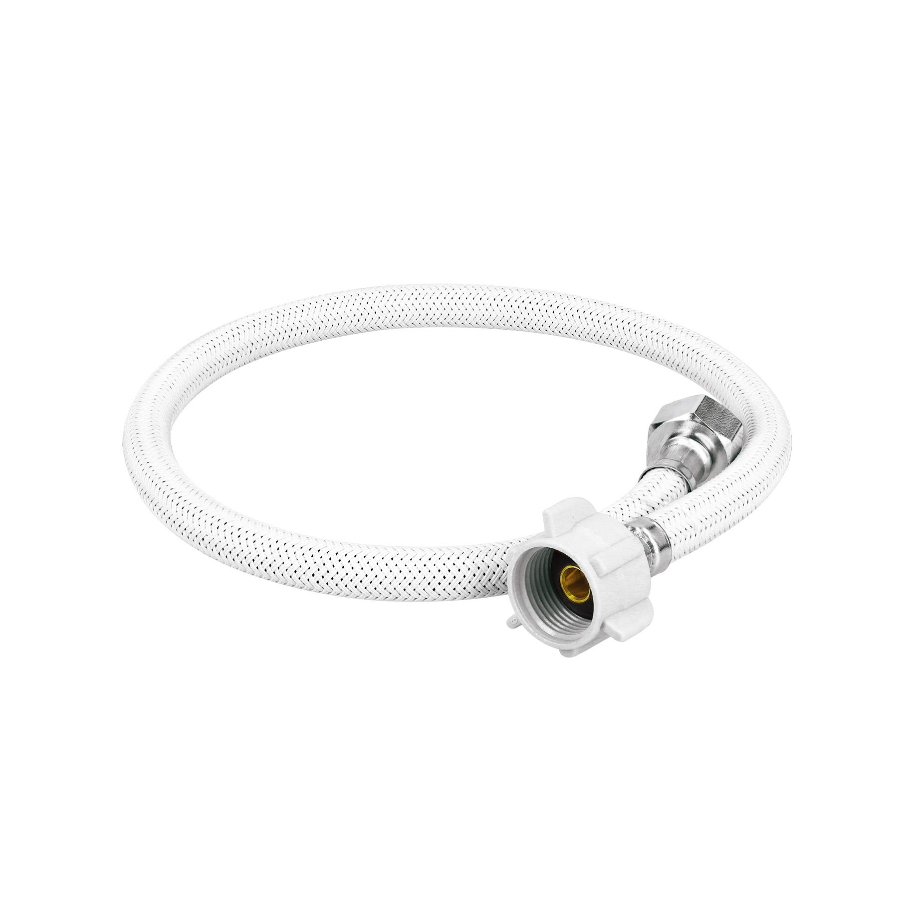 "MANGUERA DE HULE REVESTIDA DE VINILO BLANCO CON CONECTORES PARA WC 1/2""X7/8"", 60CM"