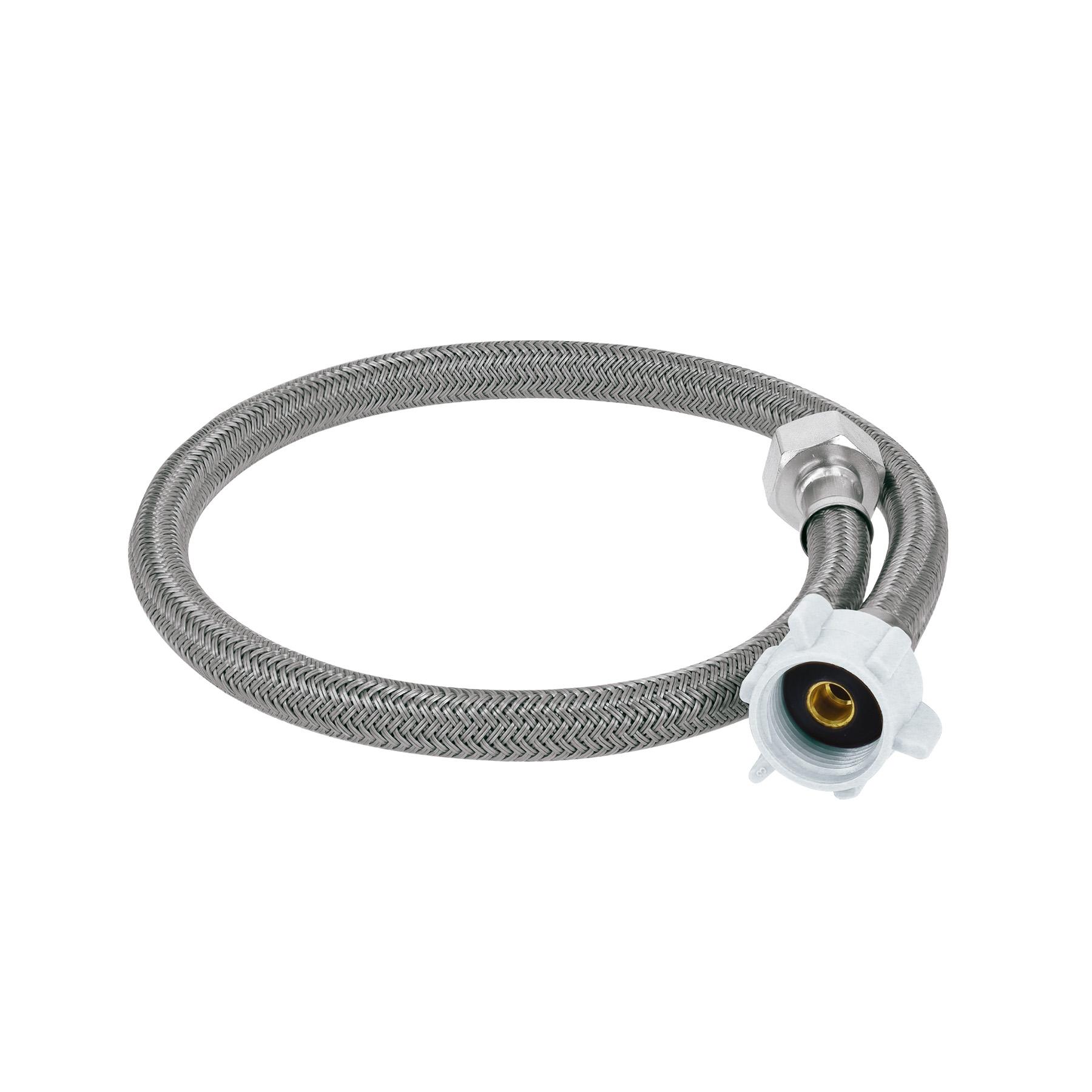 "MANGUERA DE HULE REVESTIDA DE VINILO GRIS CON CONECTORES PARA WC 1/2""X7/8"", 60CM"