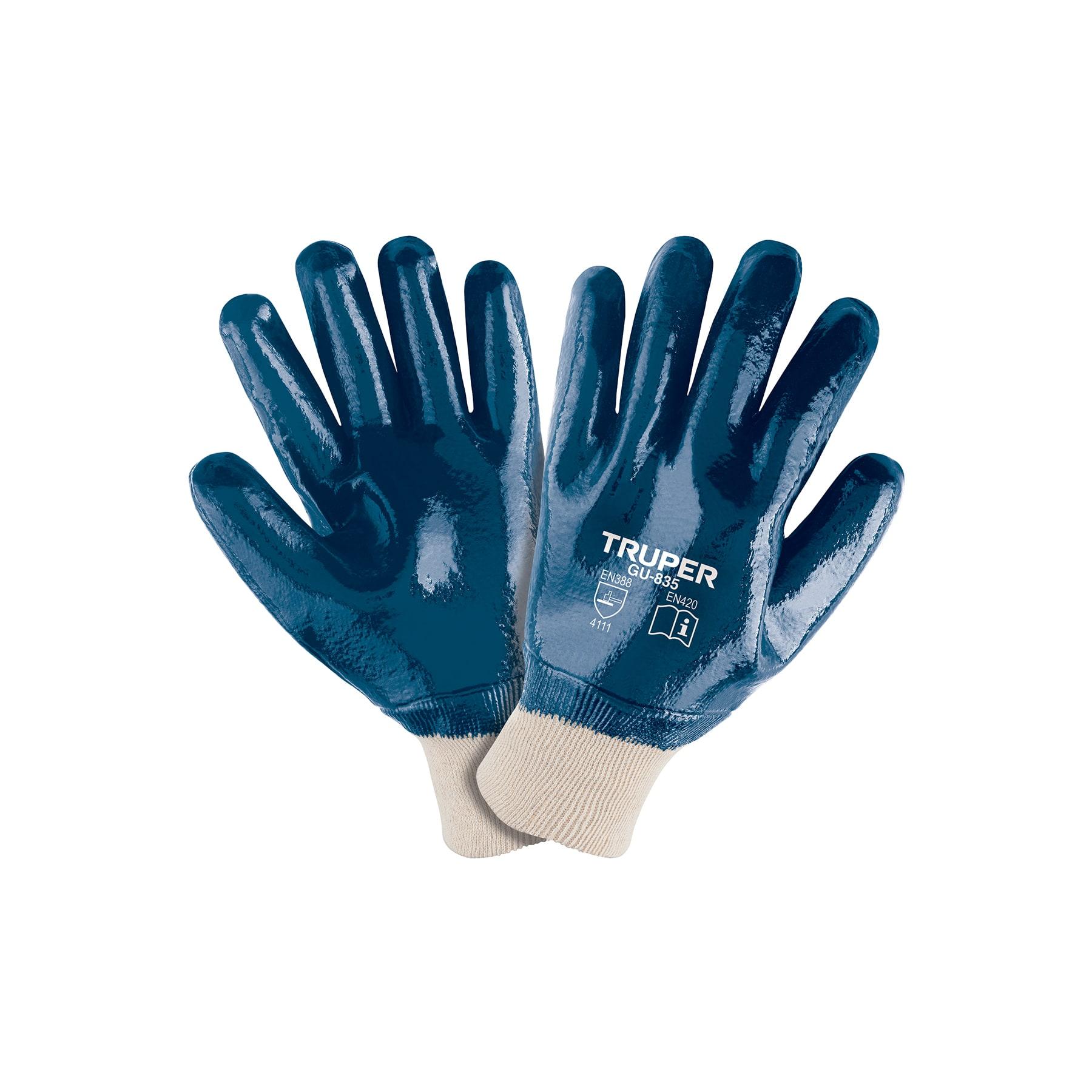 GUANTES DE ALGODÓN RECUBIERTOS DE NITRILO PUÑO TEJIDO,TRUPER