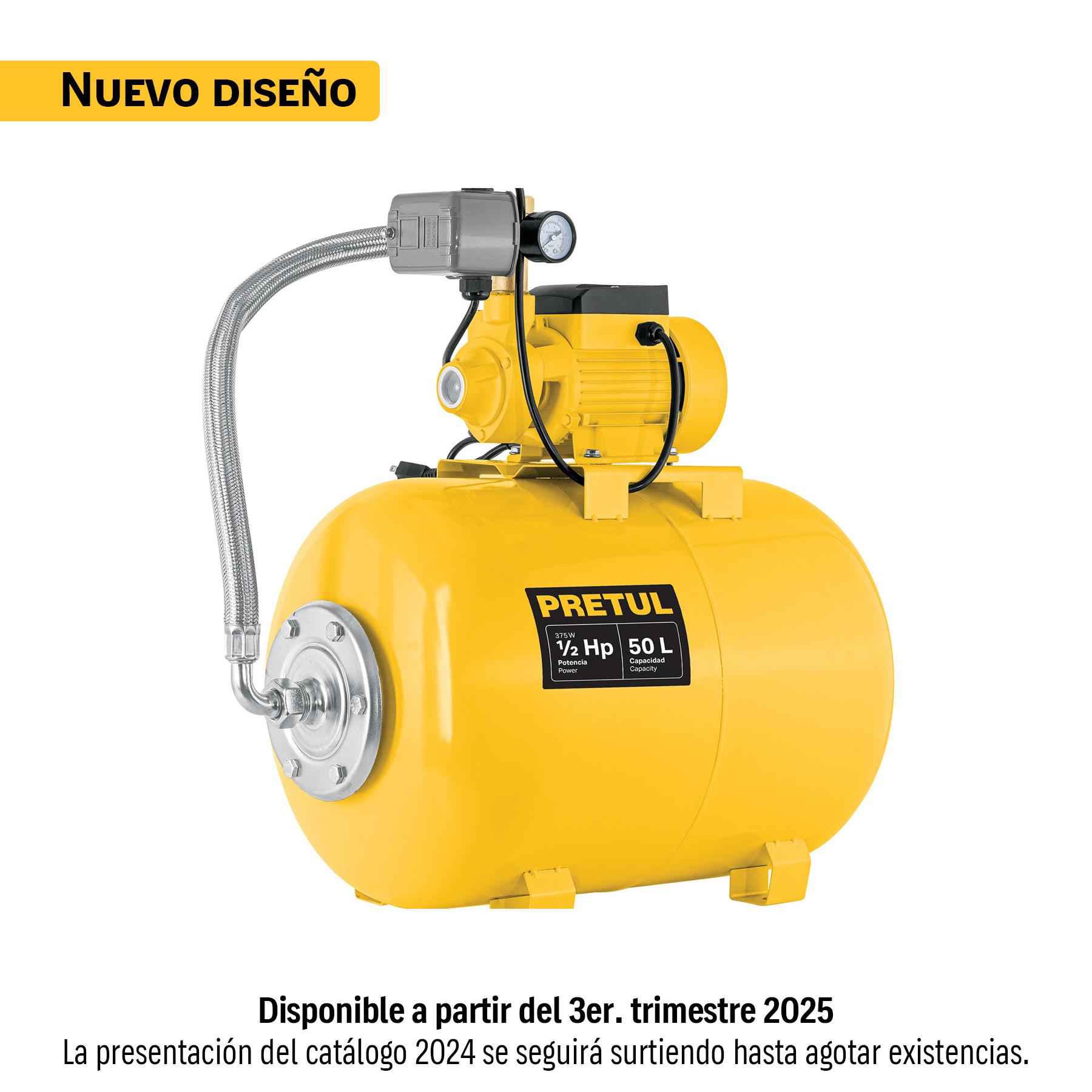 EQUIPO HIDRONEUMÁTICO 50L, BOMBA PERIFÉRICA 1/2 HP, PRETUL