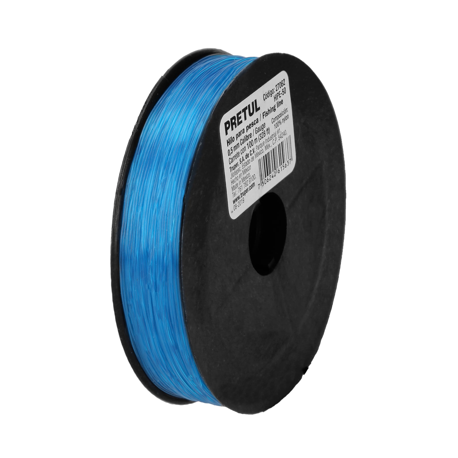 CARRETE CON 100 M DE HILO PARA PESCA AZUL CALIBRE 0.50 MM