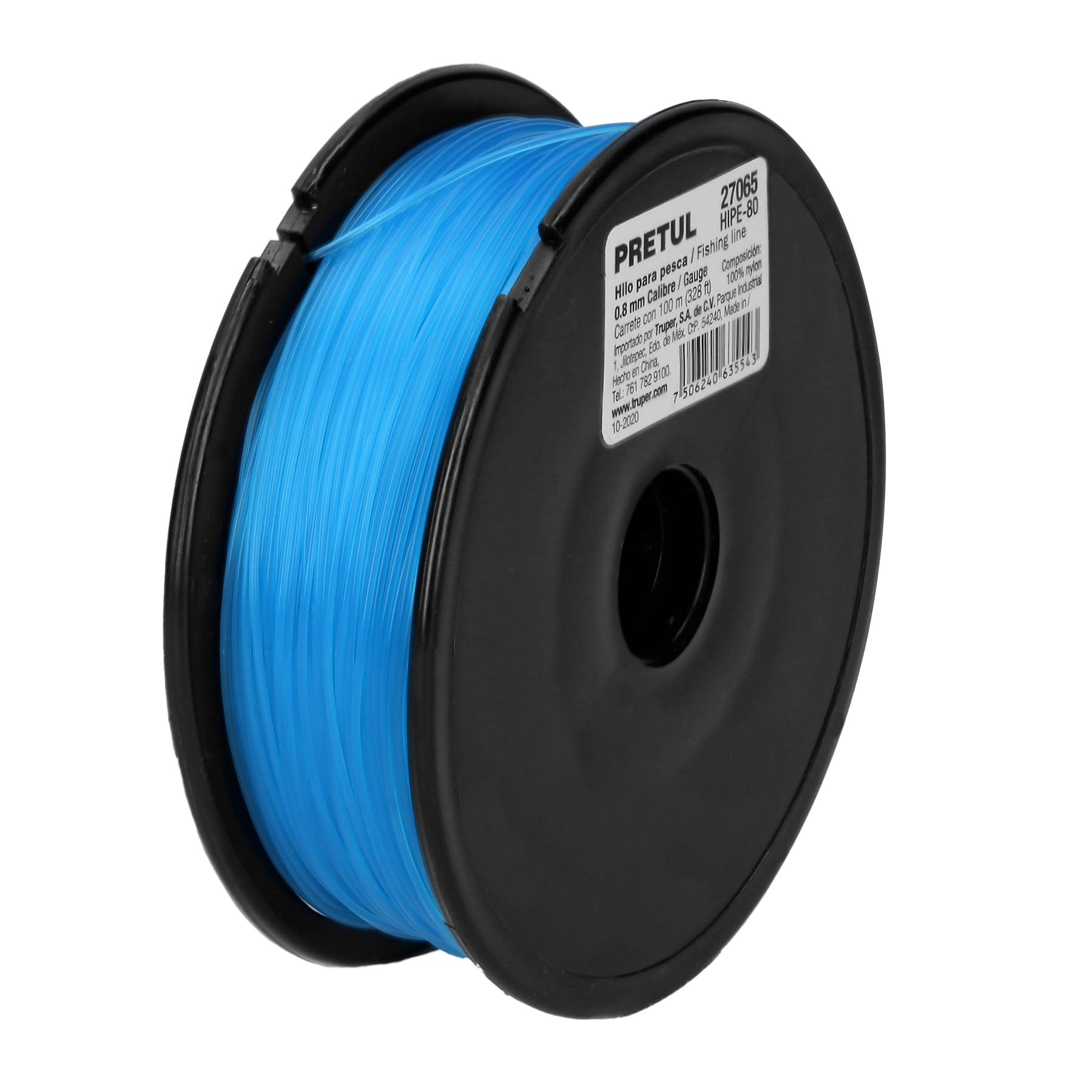 CARRETE CON 100 M DE HILO PARA PESCA AZUL CALIBRE 0.80 MM