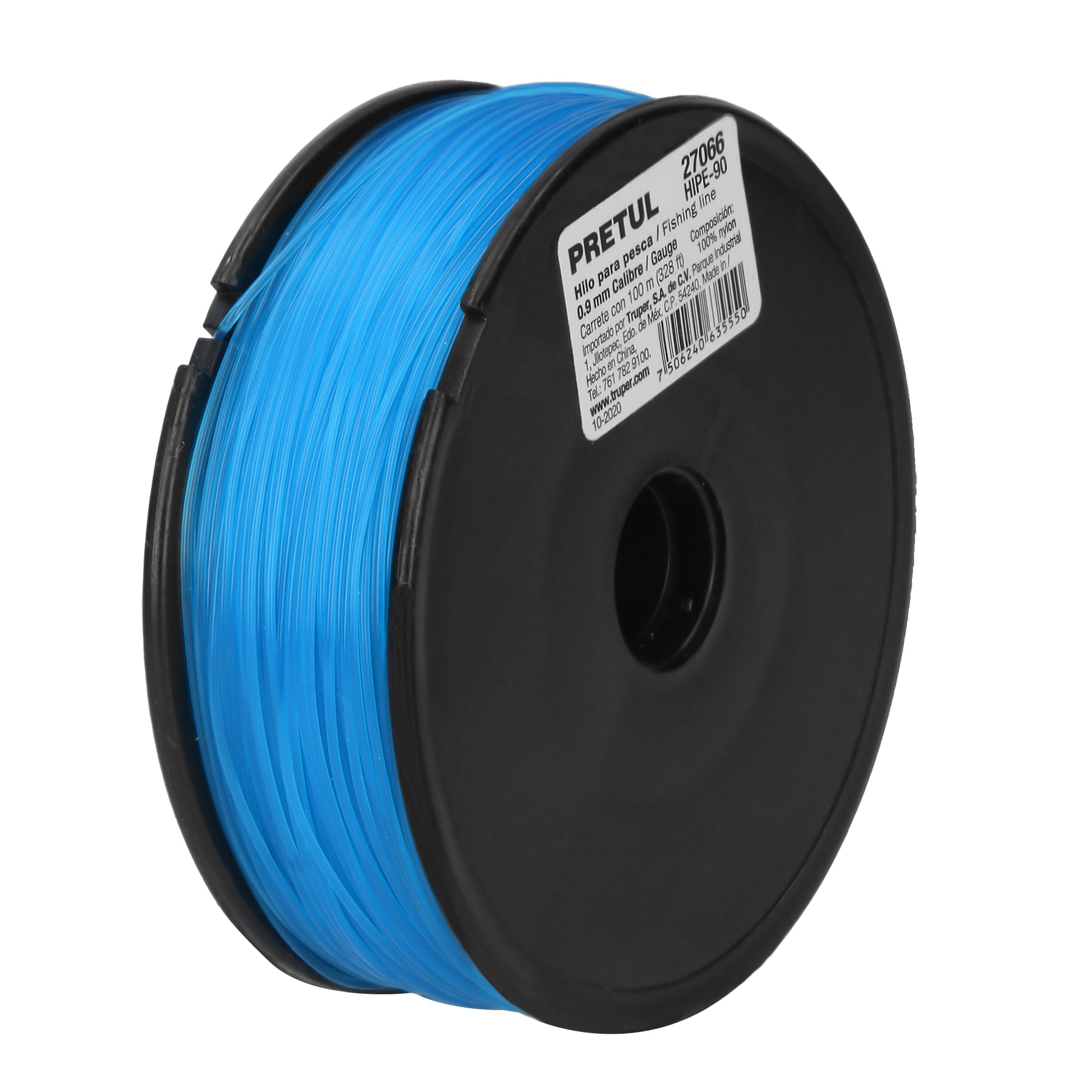 CARRETE CON 100 M DE HILO PARA PESCA AZUL CALIBRE 0.90 MM