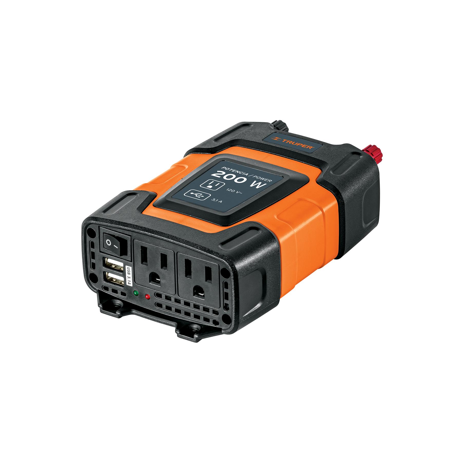 INVERSOR DE CORRIENTE DE 200 W CON PUERTOS USB, TRUPER