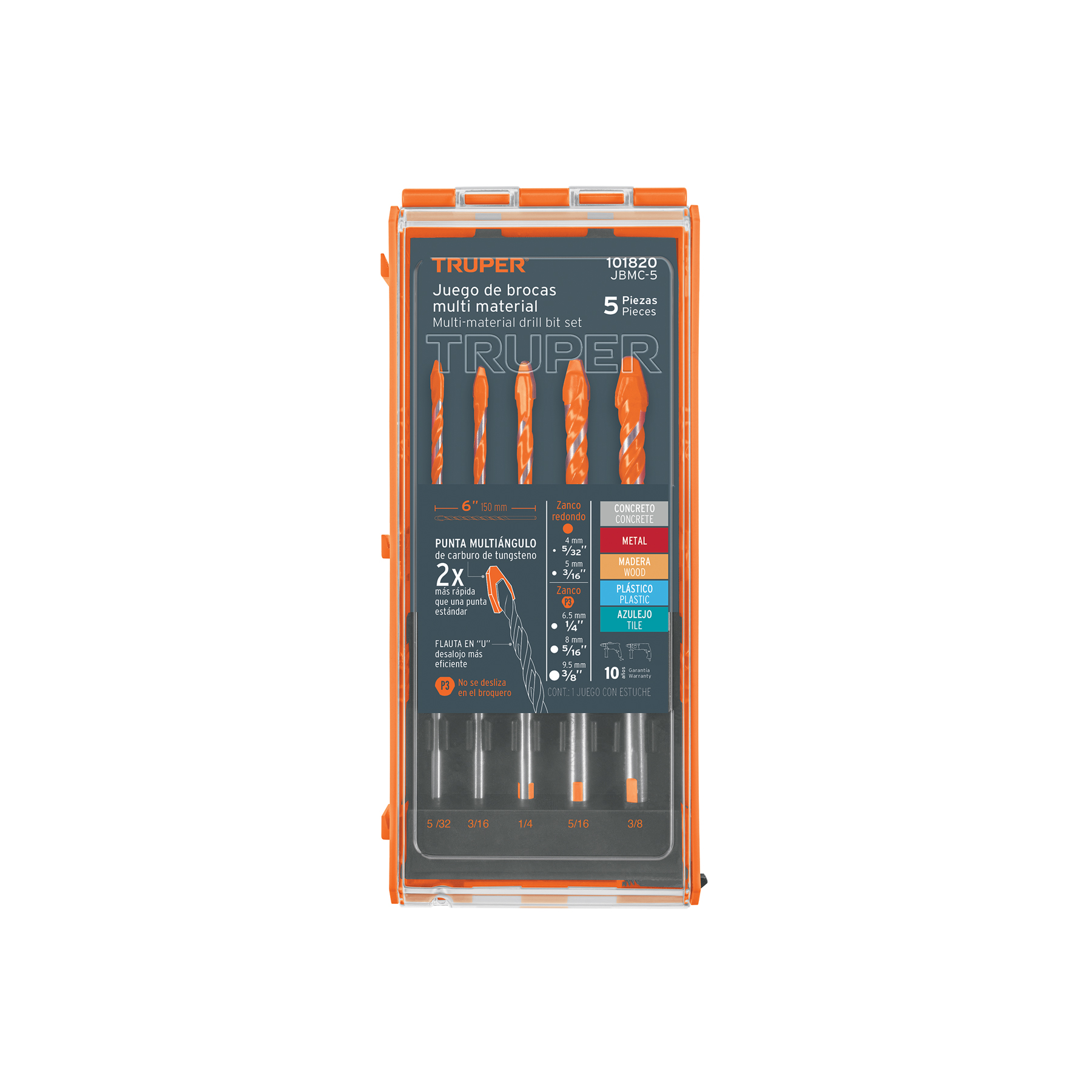 JUEGO DE 5 BROCAS MULTIMATERIAL, TRUPER