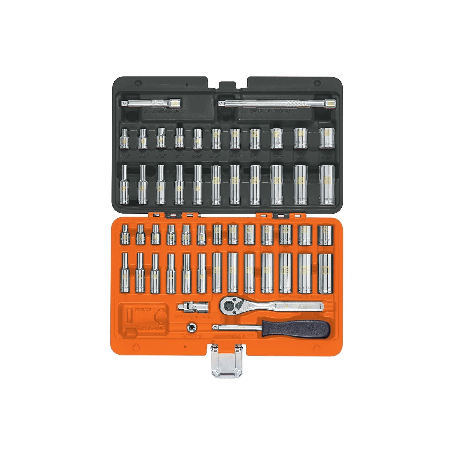"JUEGO DE 54 HERRAMIENTAS CUADRO 1/4"" STD Y MM PARA MECÁNICO"