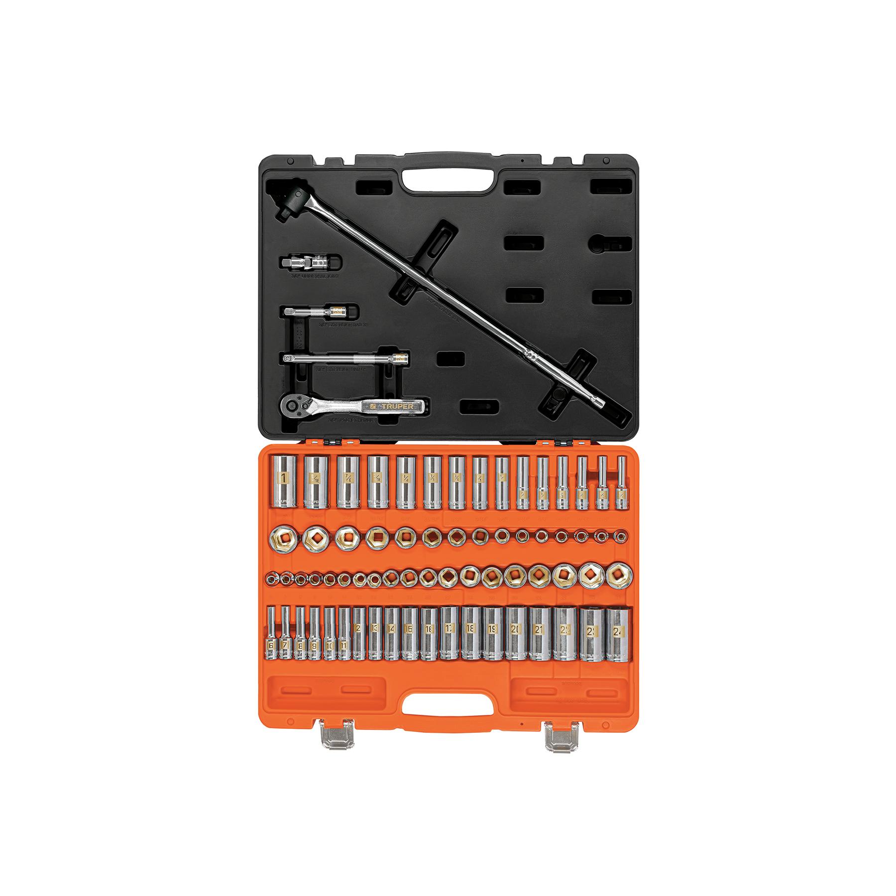 "JUEGO DE 73 HERRAMIENTAS CUADRO 3/8"" STD Y MM PARA MECÁNICO"