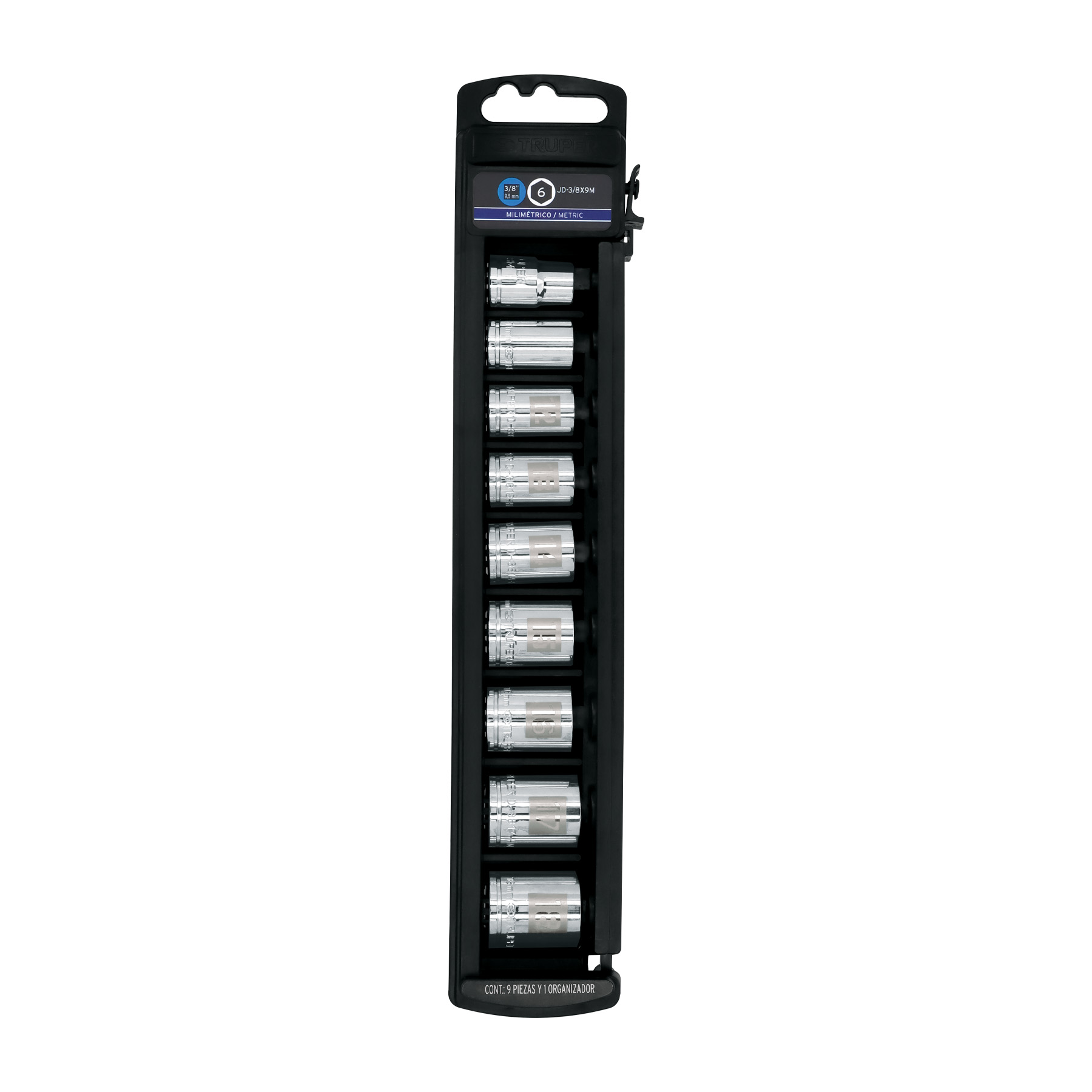 JUEGO DE 9 DADOS CUADRO 3/8' MM, TRUPER
