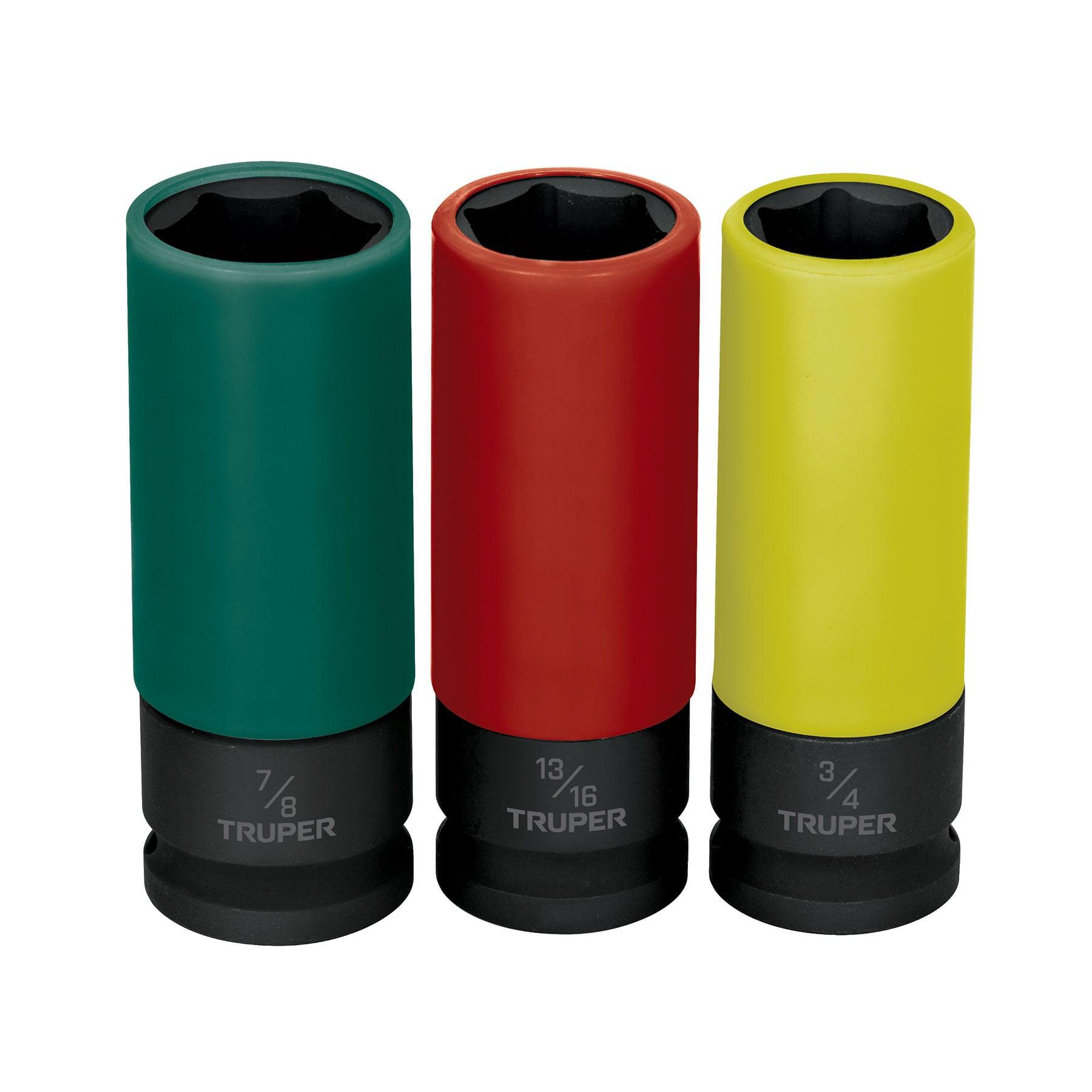 JUEGO 3 DADOS LARGOS 1/2' IMPACTO PROTECCIÓN PLÁSTICA 6P STD
