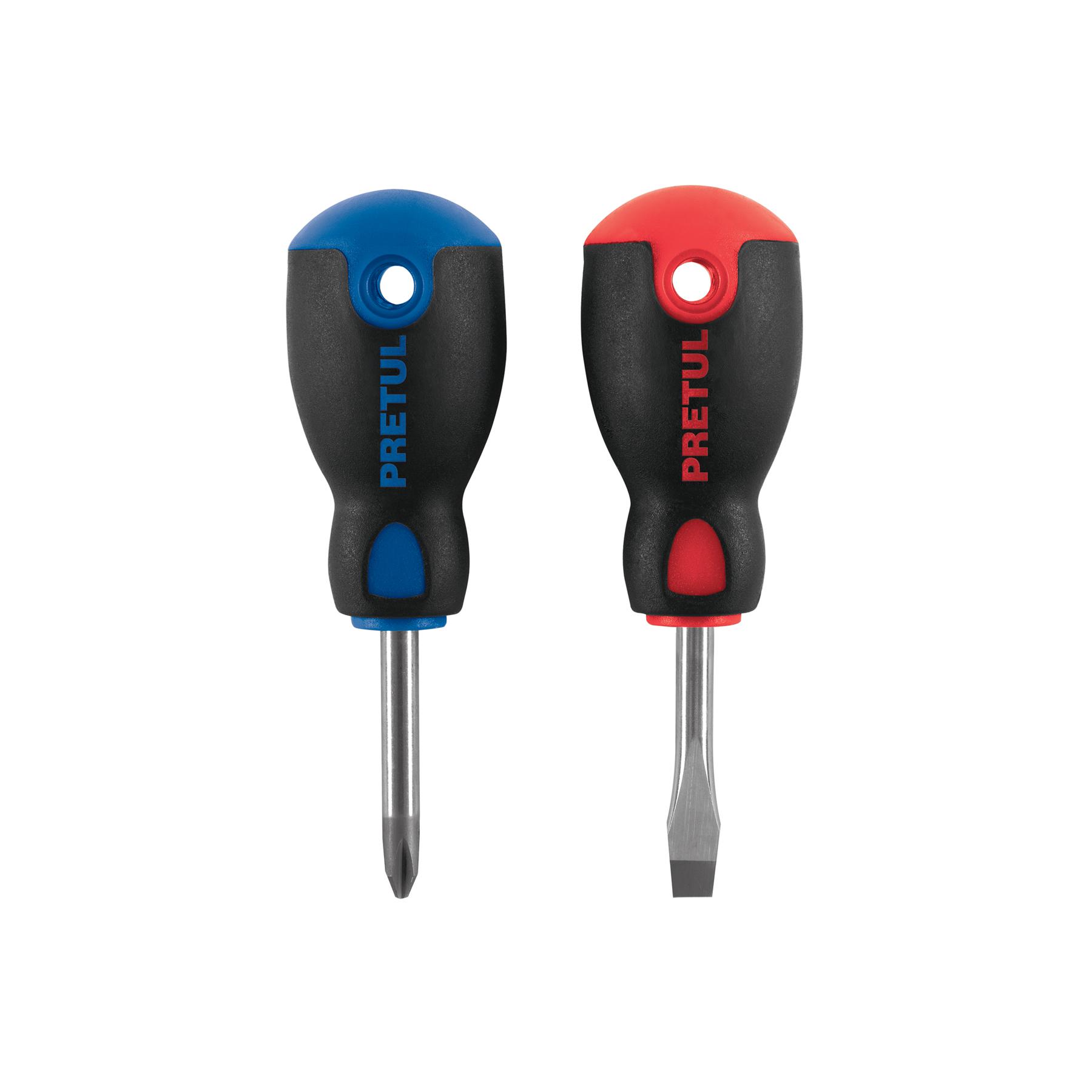 "DÚO DE DESARMADORES 1/4"" X 1-1/2"" MANGO COMFORT GRIP, PRETUL"