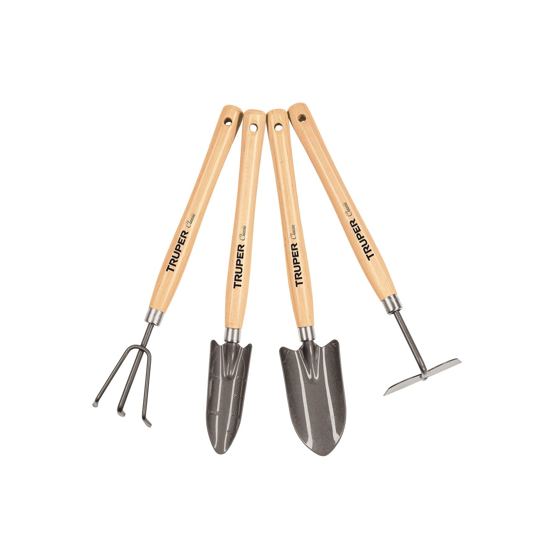 "JUEGO DE 4 HERRAMIENTAS PARA JARDÍN, MANGO 12-1/4"", TRUPER"