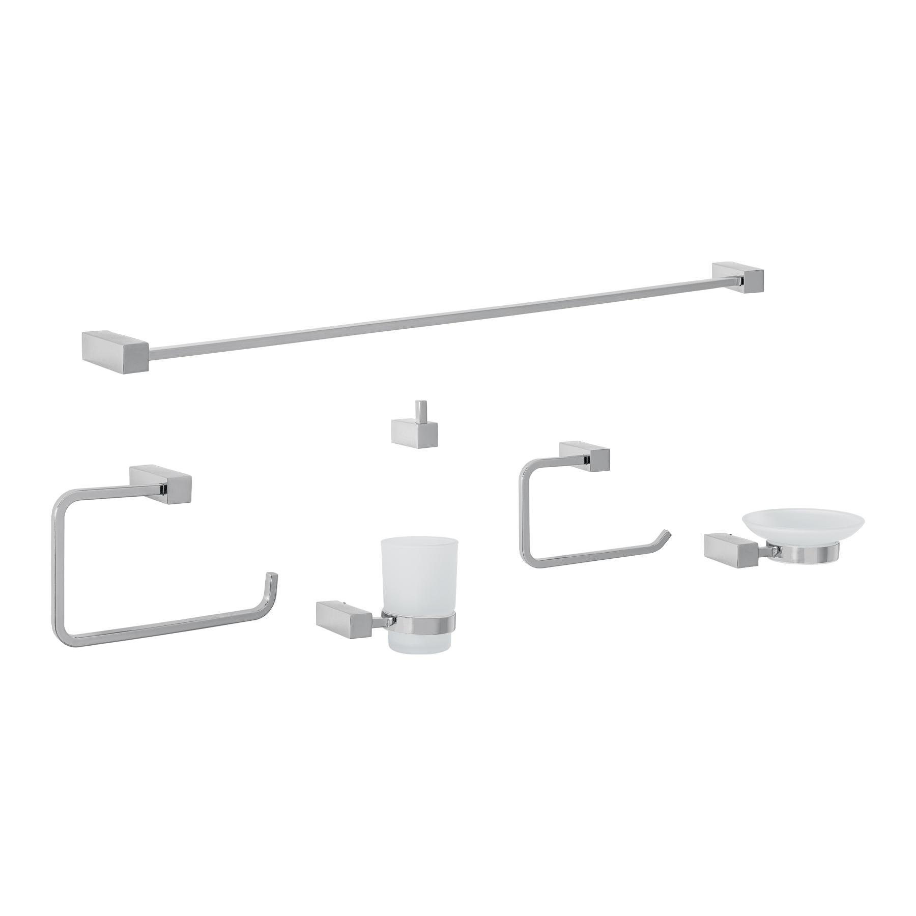 JUEGO DE 6 ACCESORIOS PARA BAÑO, CROMO
