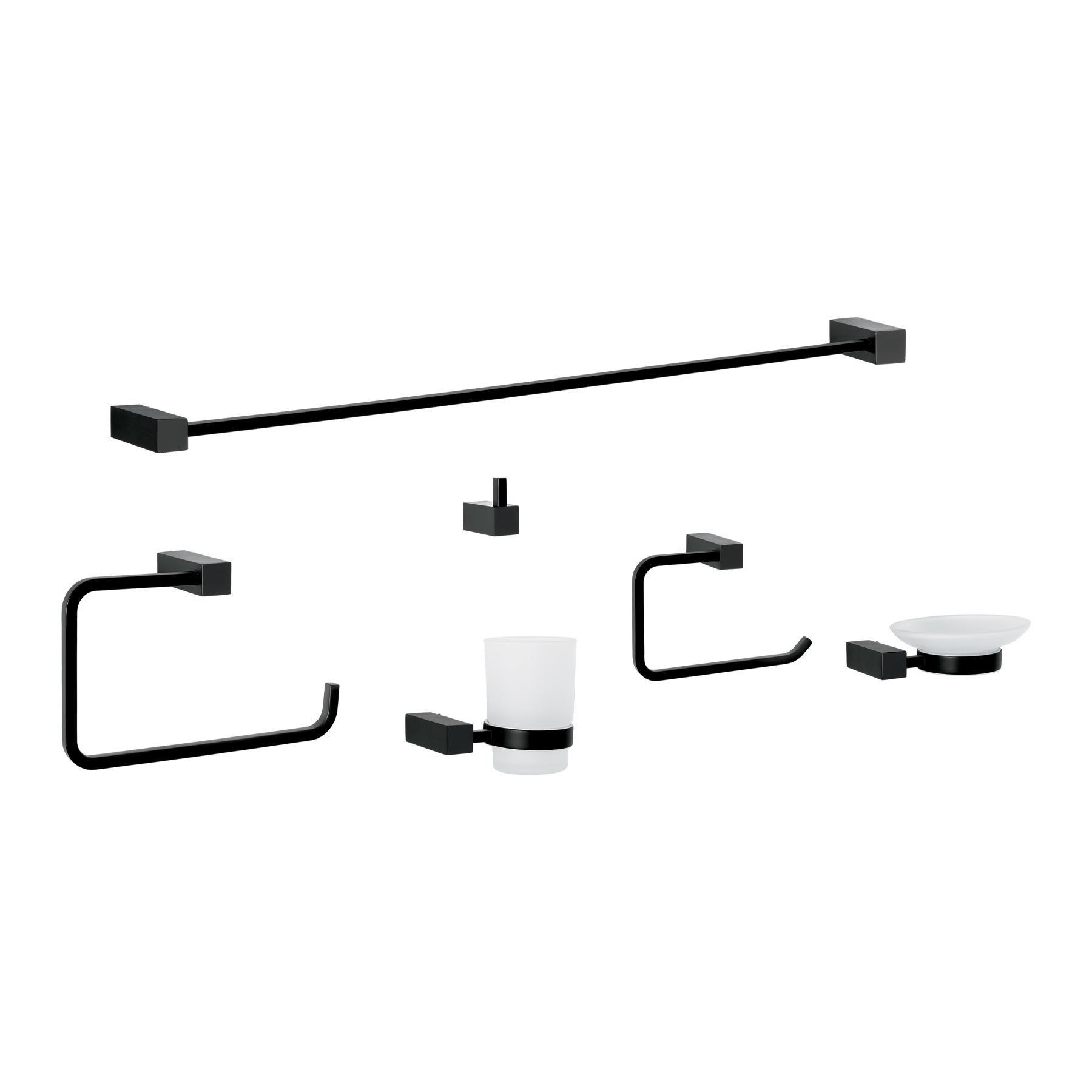 JUEGO DE 6 ACCESORIOS PARA BAÑO, NEGRO
