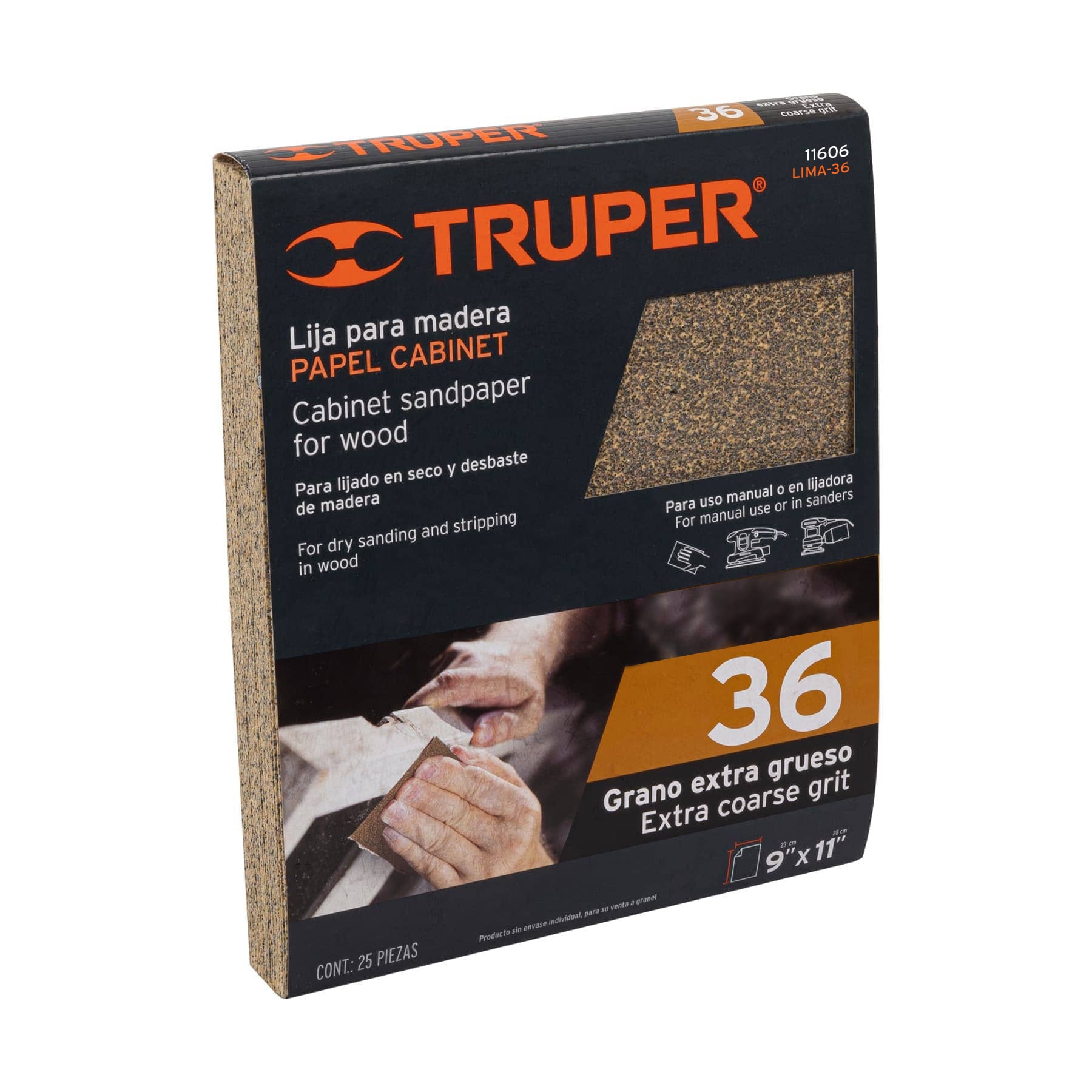 LIJA PARA MADERA PAPEL CABINET, GRANO 36, TRUPER