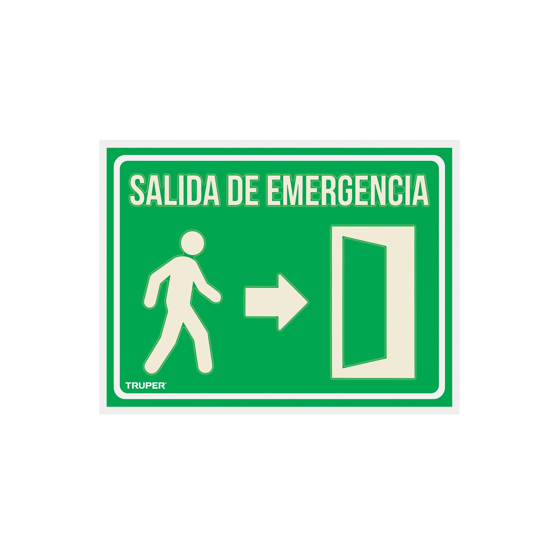 "LETRERO DE SEÑALIZACIÓN ""SALIDA DE EMERGENCIA"", 21 X 28 CM"