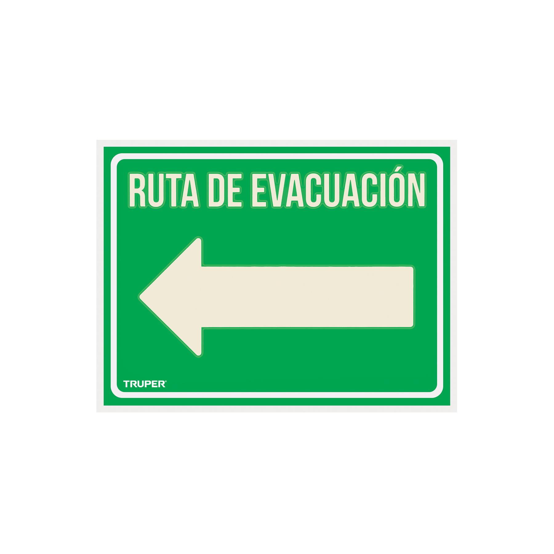 "LETRERO DE SEÑALIZACIÓN ""RUTA EVACUACIÓN IZQUIERDA"",21X28 CM"