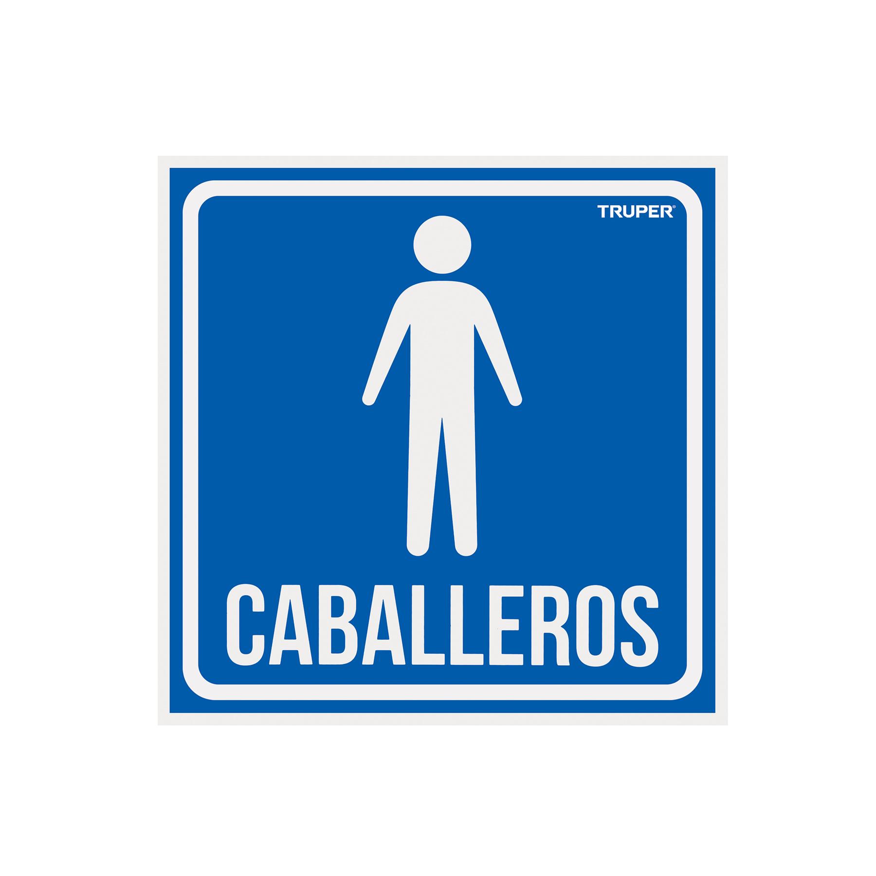 "LETRERO DE SEÑALIZACIÓN ""CABALLEROS"", 19 X 19 CM, TRUPER"