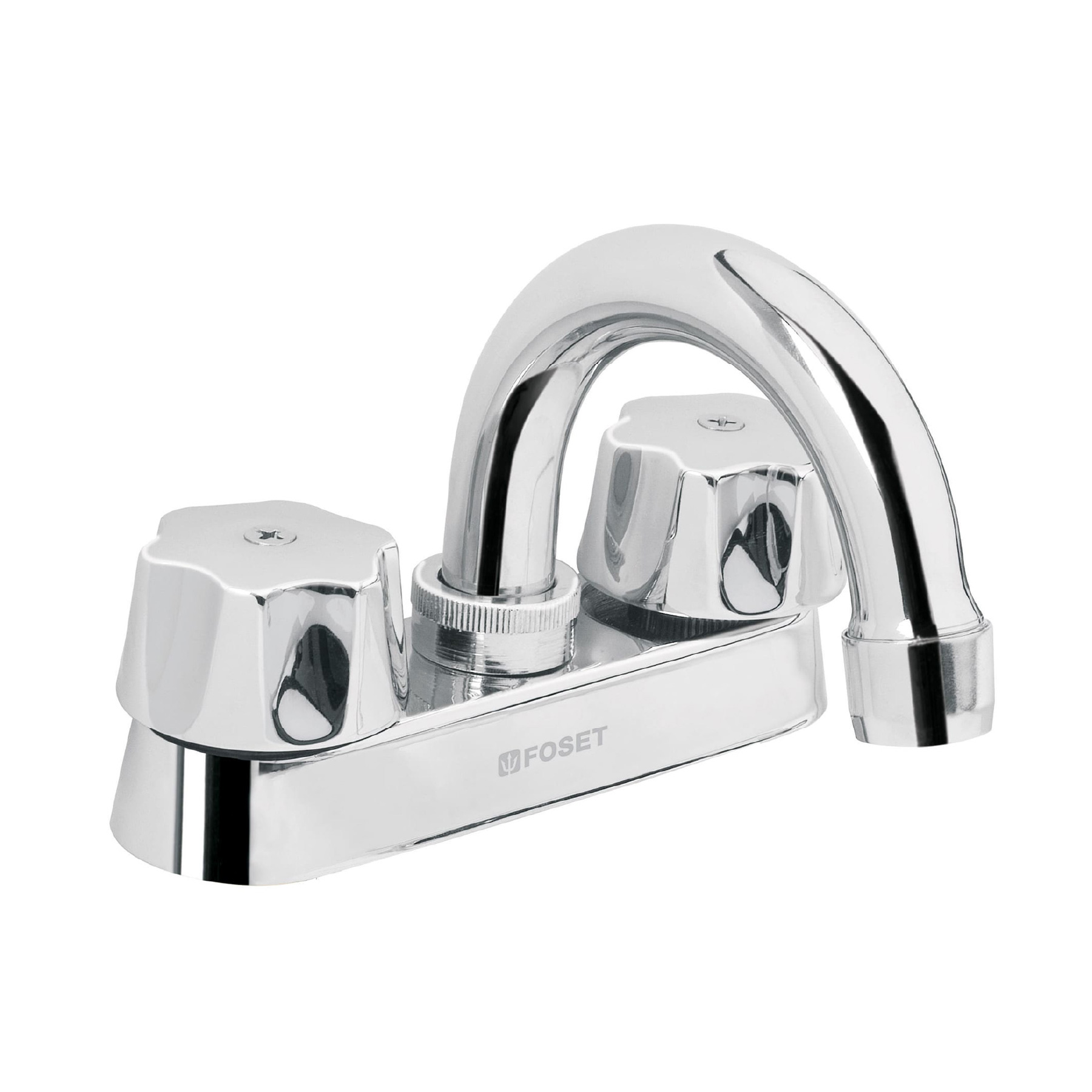 MEZCLADORA 4' PARA LAVABO, CUELLO CURVO, CARTUCHO COMPRESIÓN