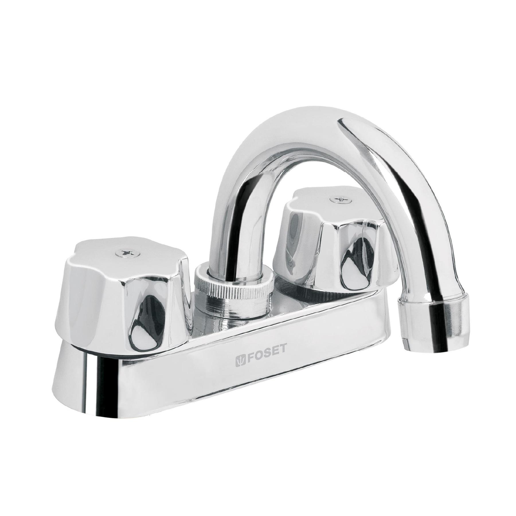 "MEZCLADORA 4"" PARA LAVABO, CUELLO CURVO, CARTUCHO COMPRESIÓN"