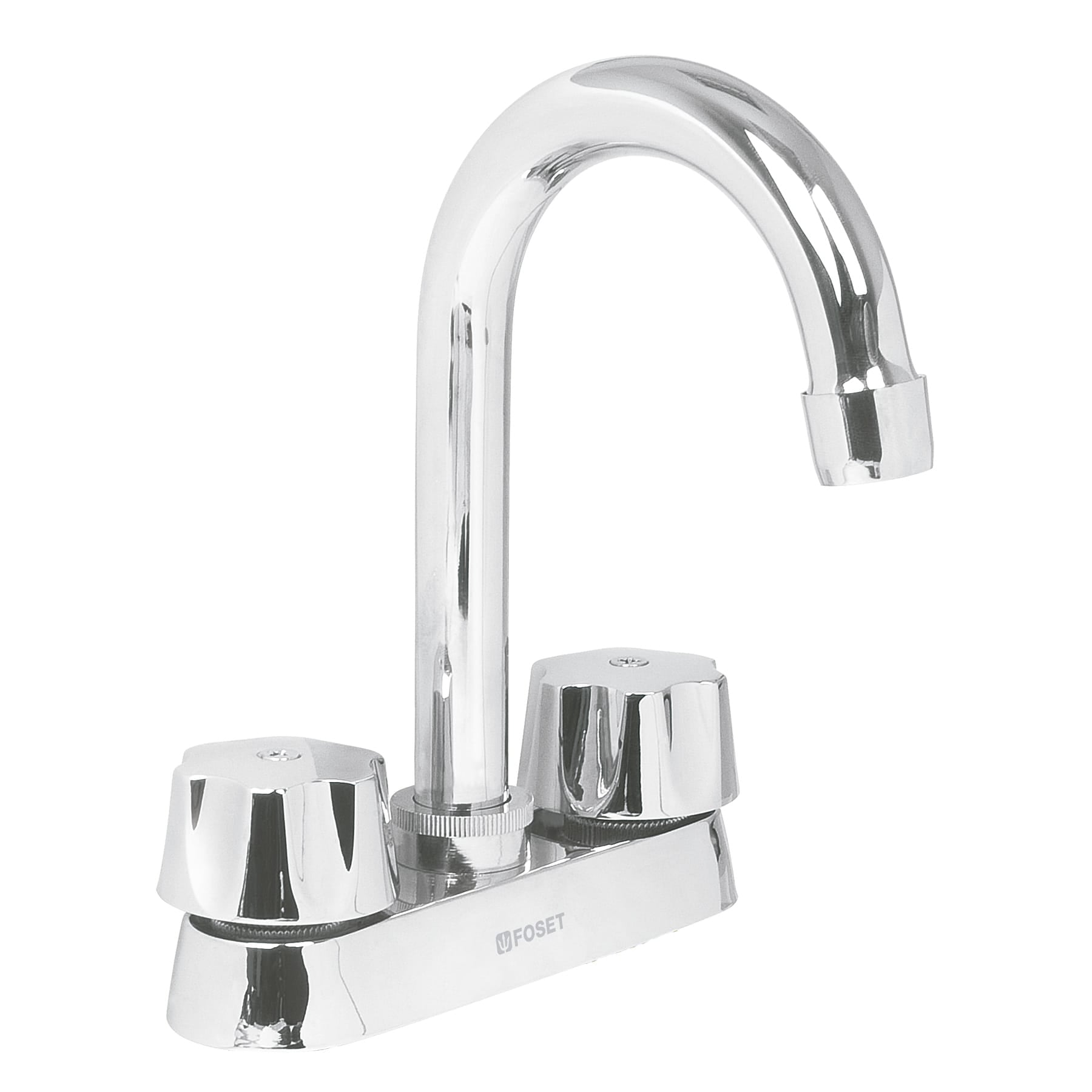 MEZCLADORA 4' PARA LAVABO, CUELLO BAR, CARTUCHO COMPRESIÓN