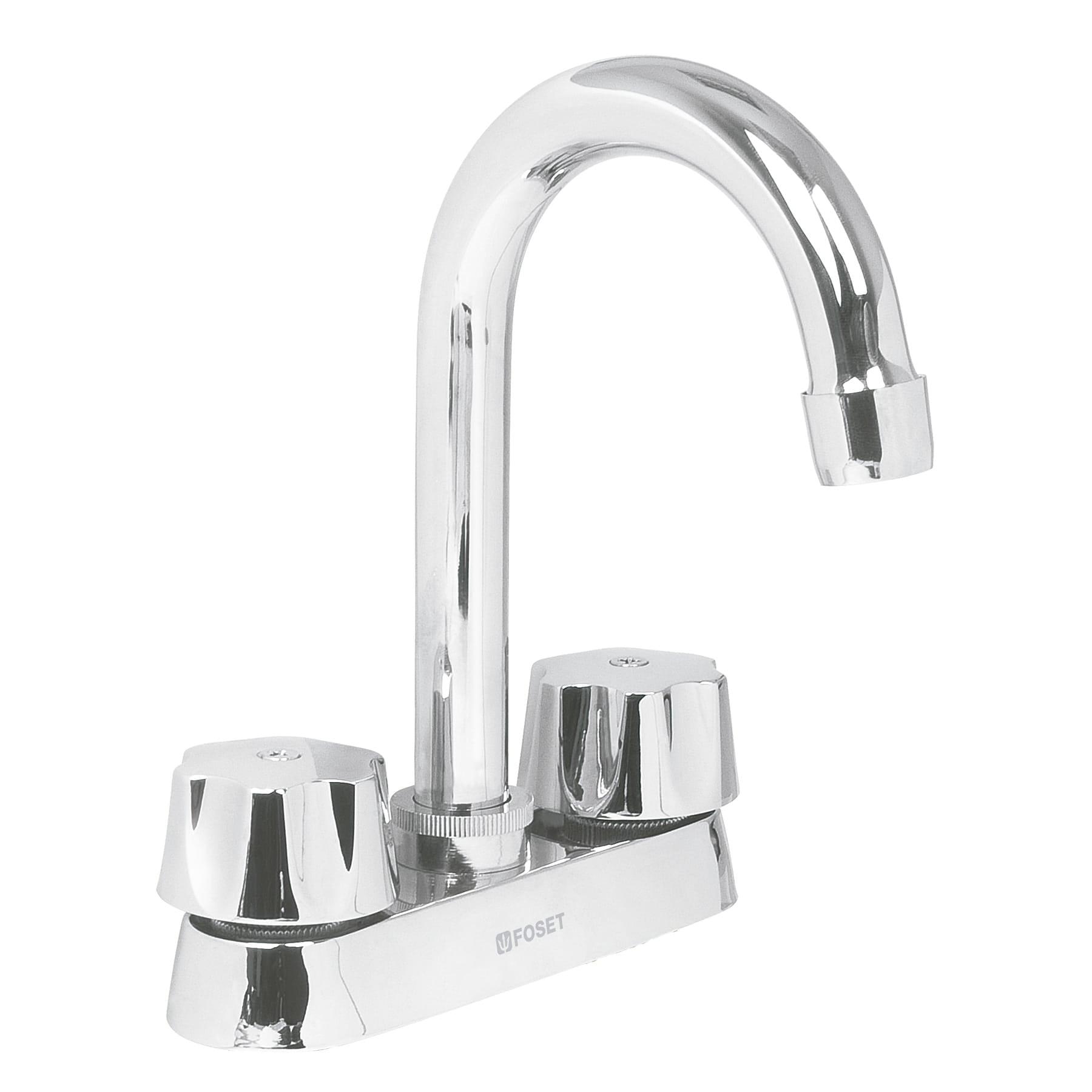"MEZCLADORA 4"" PARA LAVABO, CUELLO BAR, CARTUCHO COMPRESIÓN"