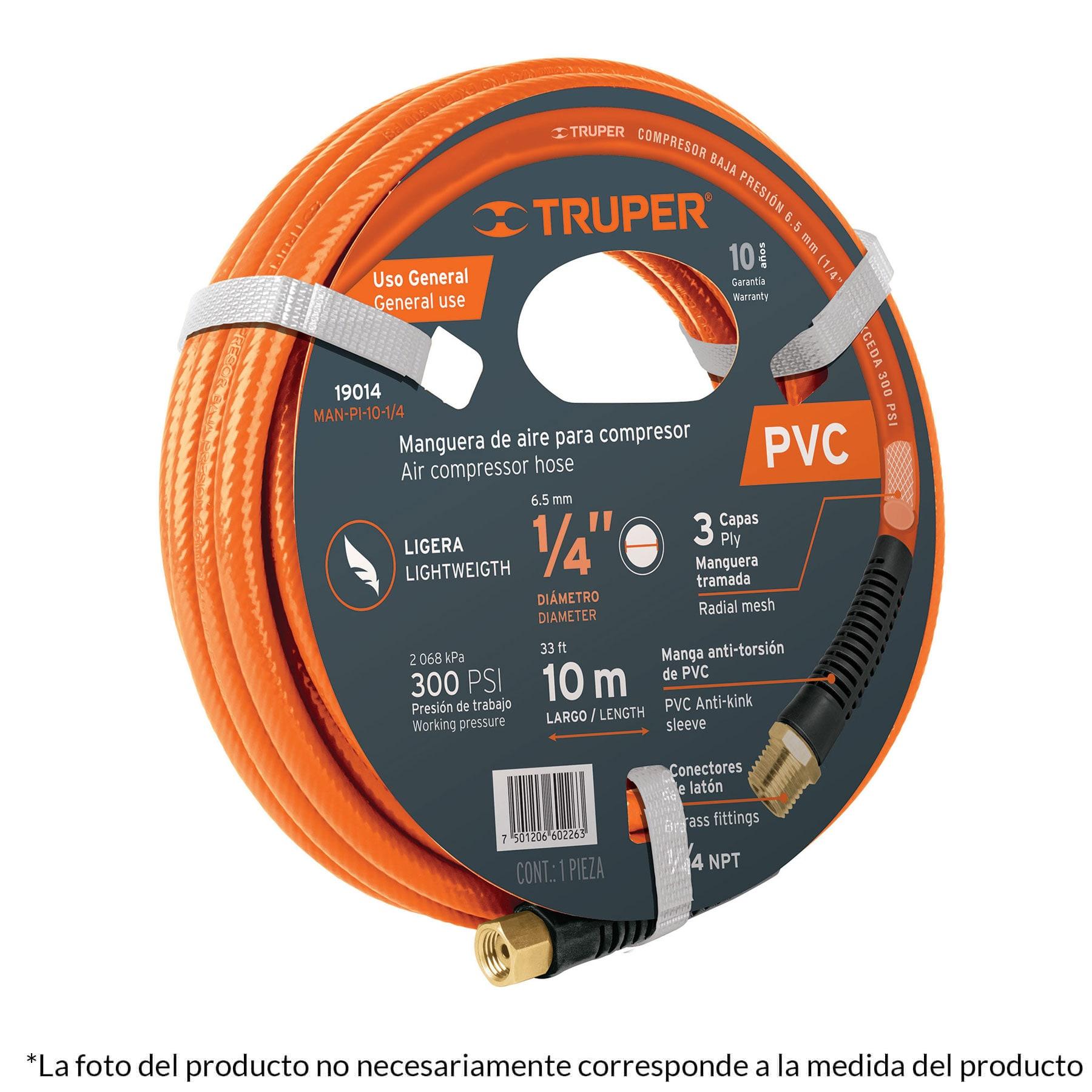 "MANGUERA PARA COMPRESOR, DE PVC, 5M X 3/8"", TRUPER"