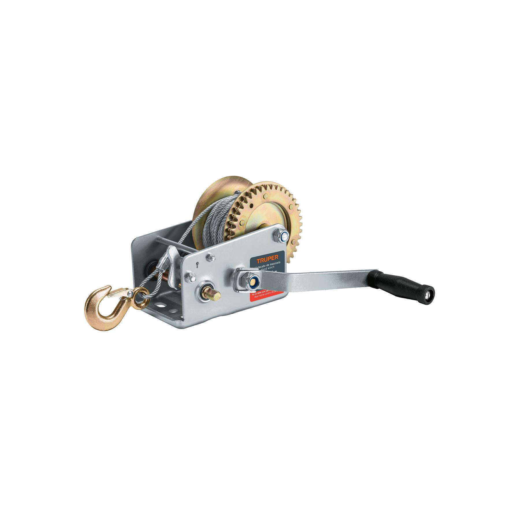 MALACATE DE MANIVELA 1100 KG CON CABLE, TRUPER
