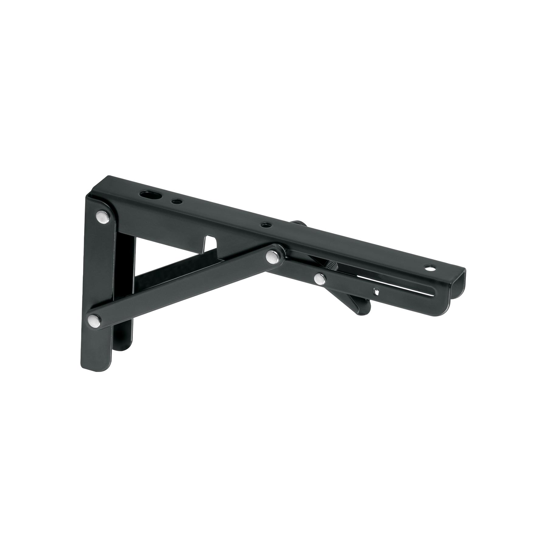 "MÉNSULA PLEGABLE DE ACERO NEGRA 4"" X 8"", FIERO"