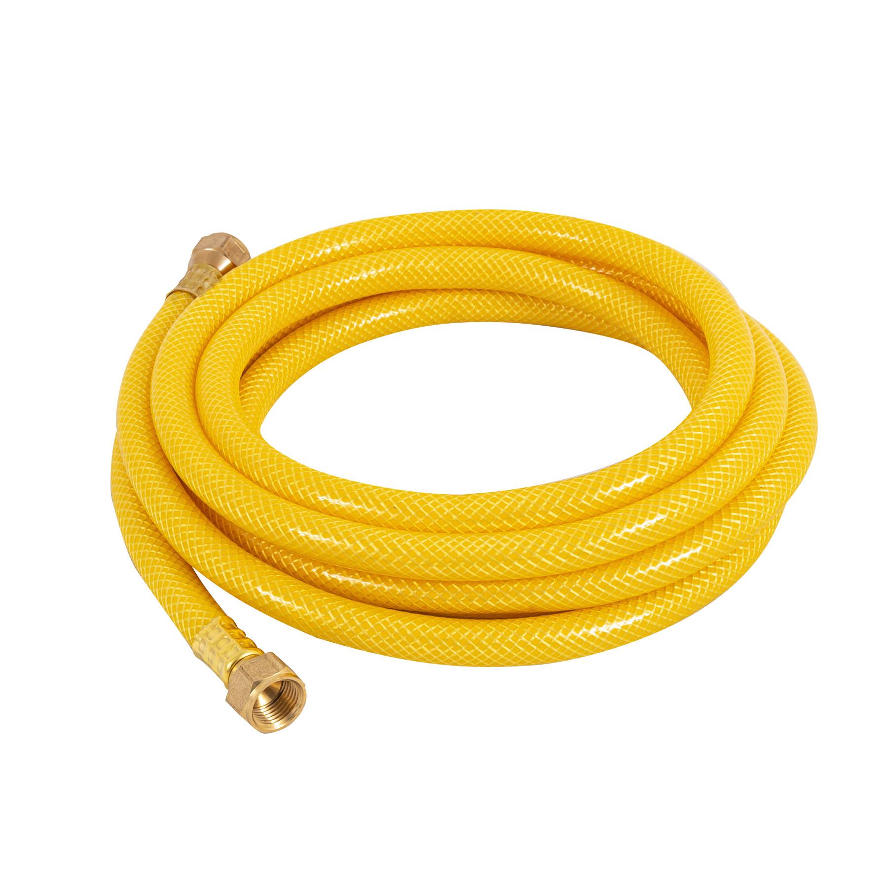 MANGUERA PARA GAS 3/8' FLEXIBLE AMARILLA DE 3 M, C/CONEXIÓN