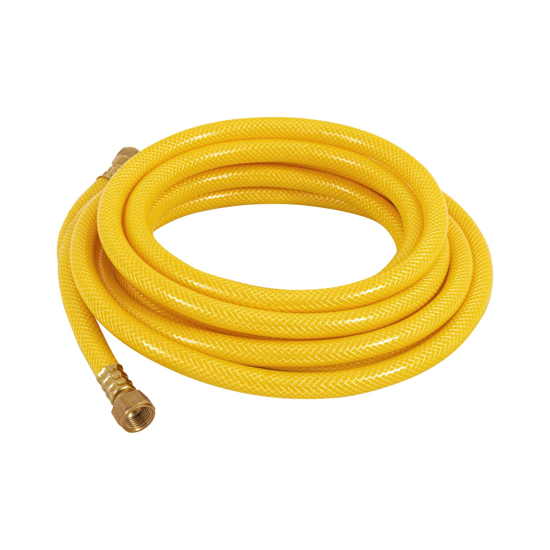 MANGUERA PARA GAS 3/8' FLEXIBLE AMARILLA DE 5 M, C/CONEXIÓN
