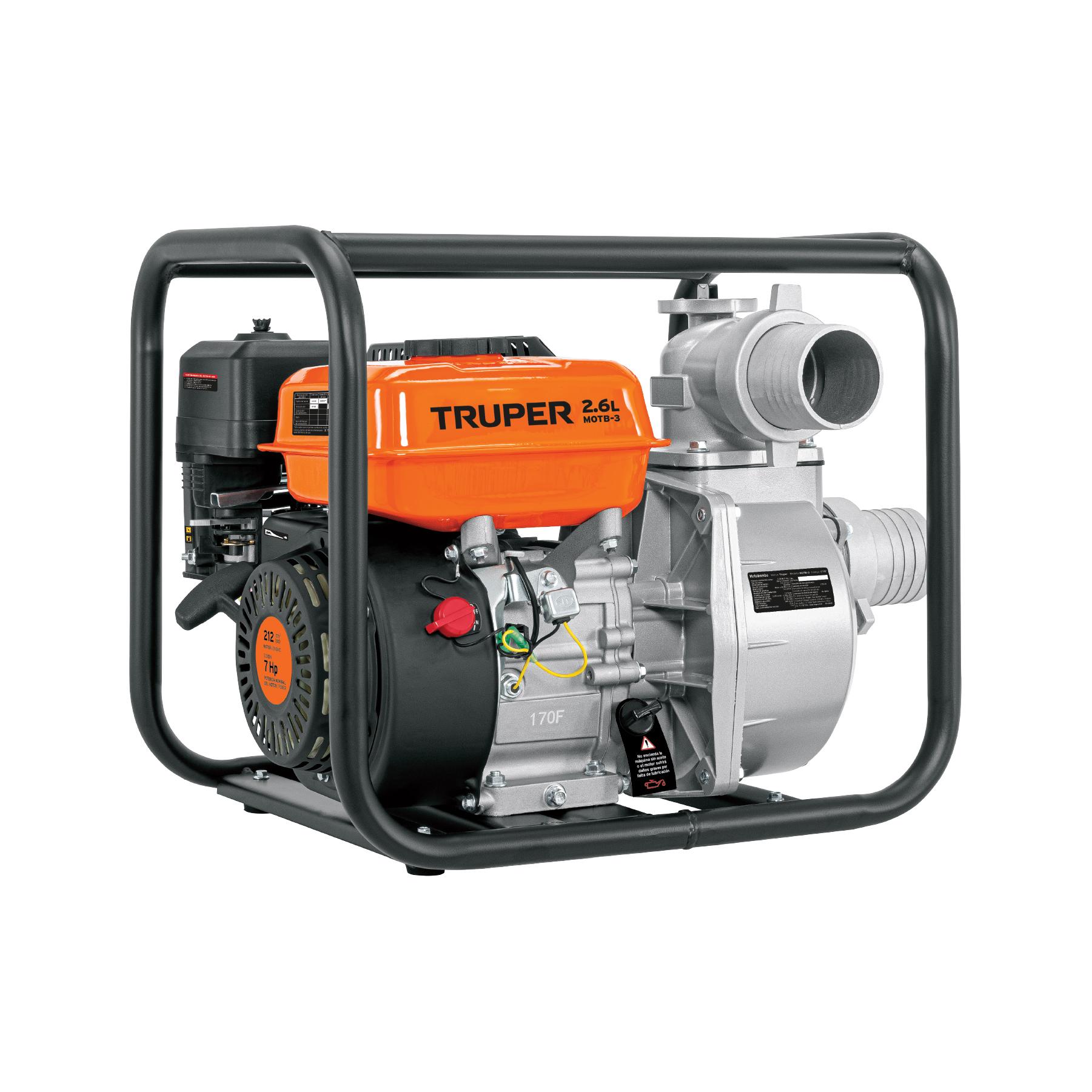 "MOTOBOMBA AUTOCEBANTE 3""X3"", GASOLINA 7HP, AGRÍCOLA, TRUPER"