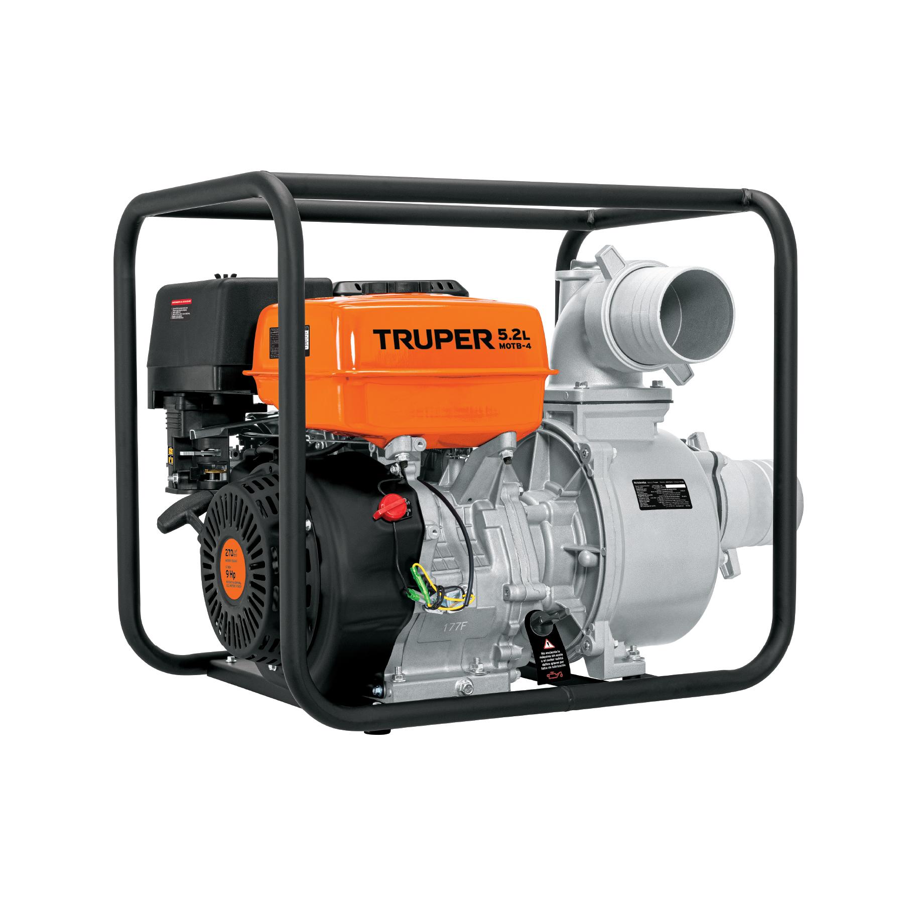 "MOTOBOMBA AUTOCEBANTE 4""X4"", GASOLINA 9HP, AGRÍCOLA, TRUPER"