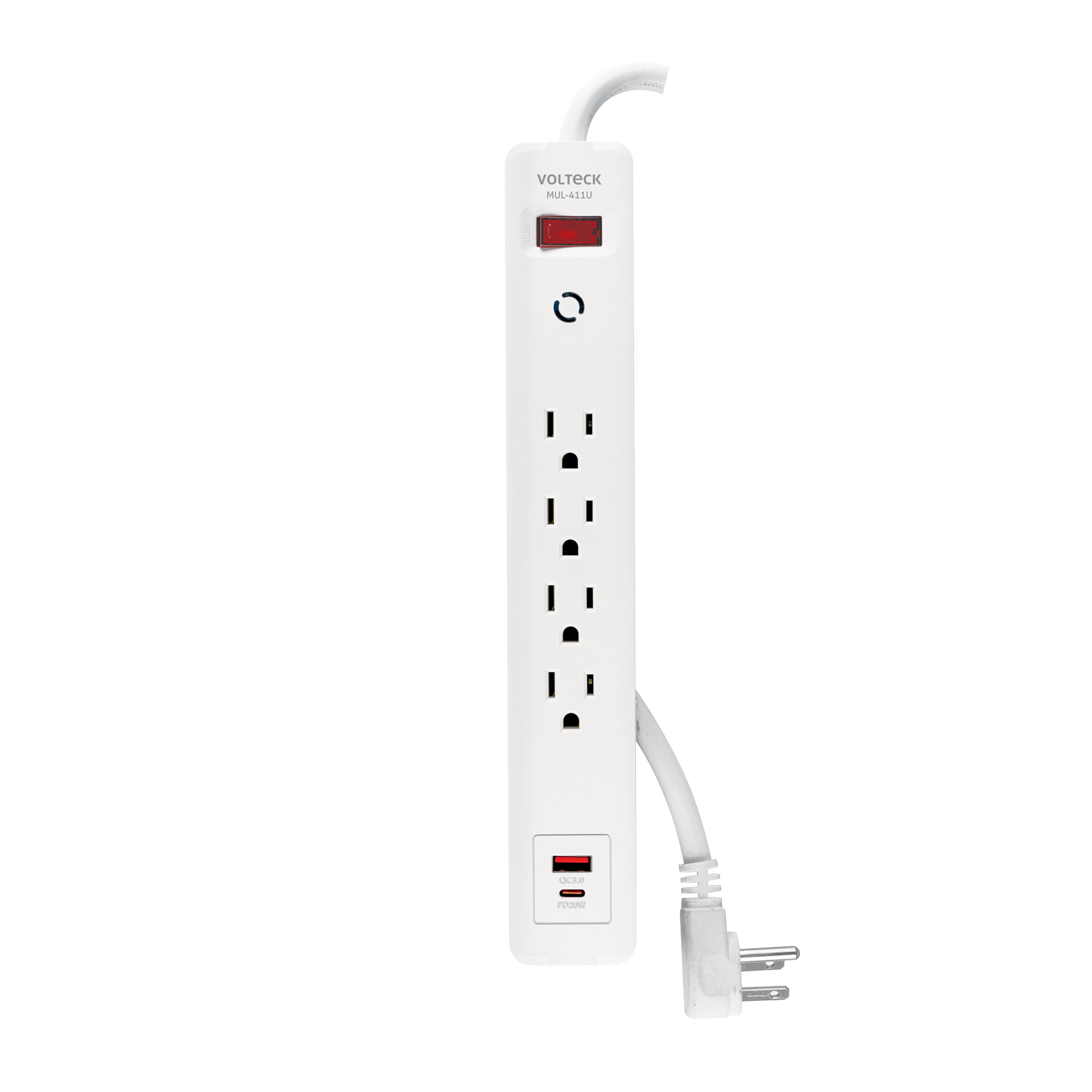 MULTICONTACTO 4 ENTRADAS, 1 USB A + 1 USB C, BLANCO