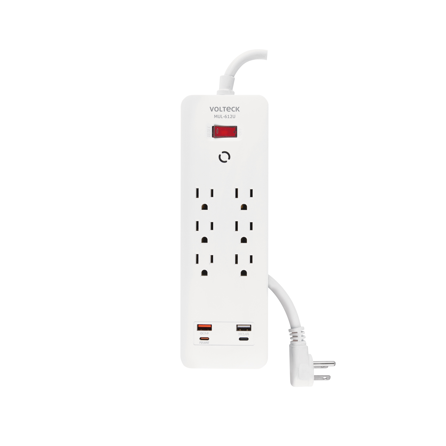 MULTICONTACTO 6 ENTRADAS, 2 USB A + 2 USB C, BLANCO