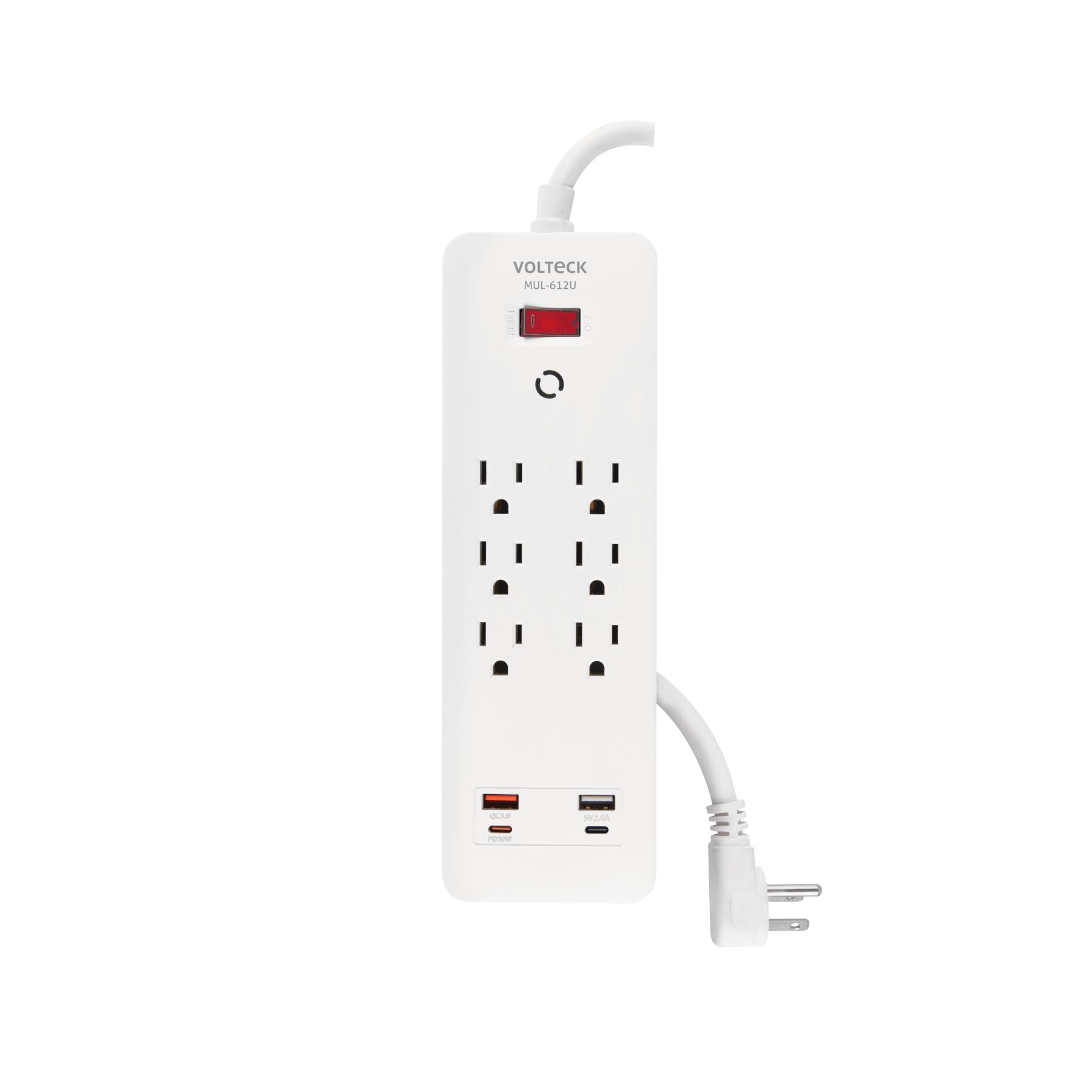 MULTICONTACTO 6 ENTRADAS, 2 USB A + 2 USB C, BLANCO