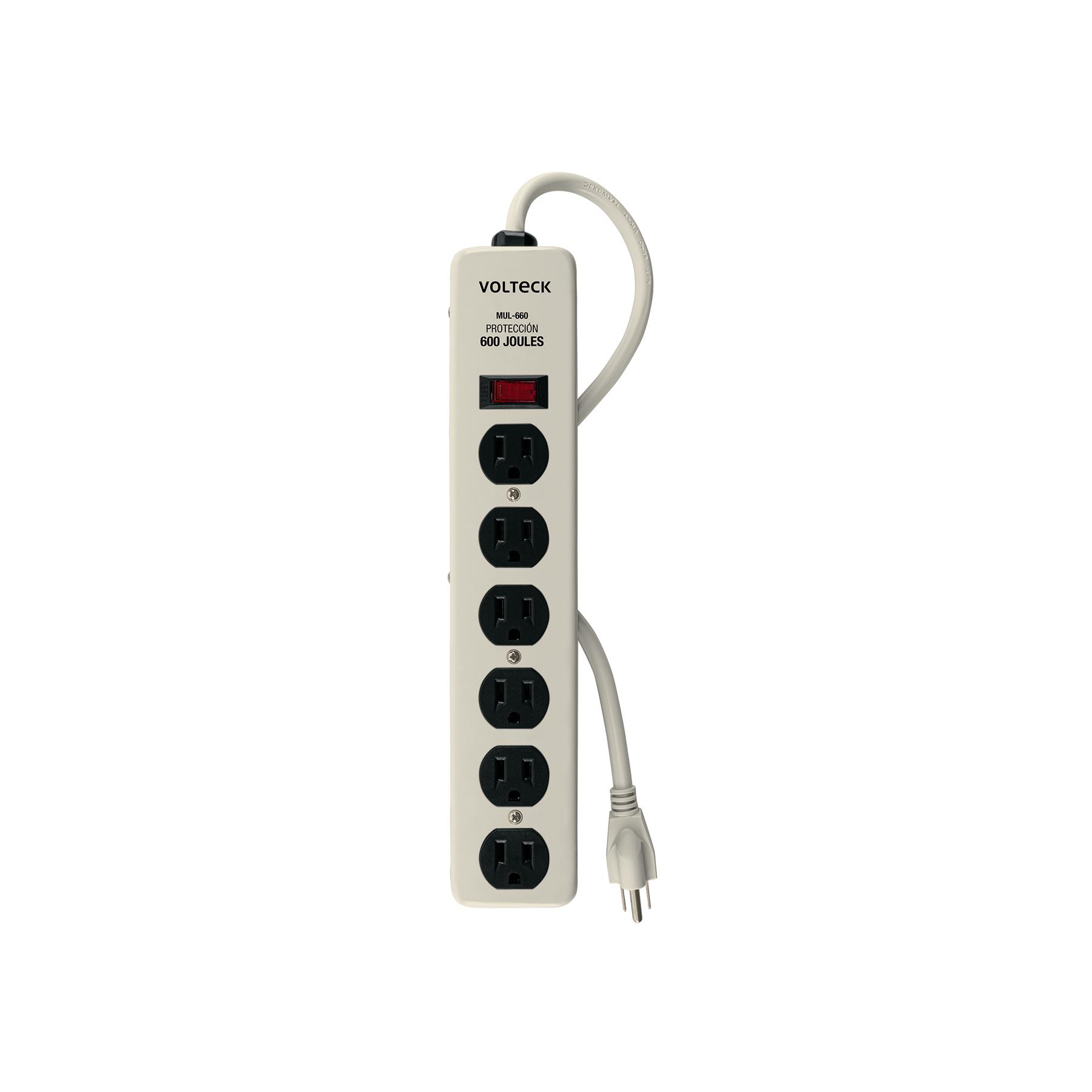 MULTICONTACTO 14 AWG 6 ENTRADAS SUPRESOR DE PICOS 600 JOULES