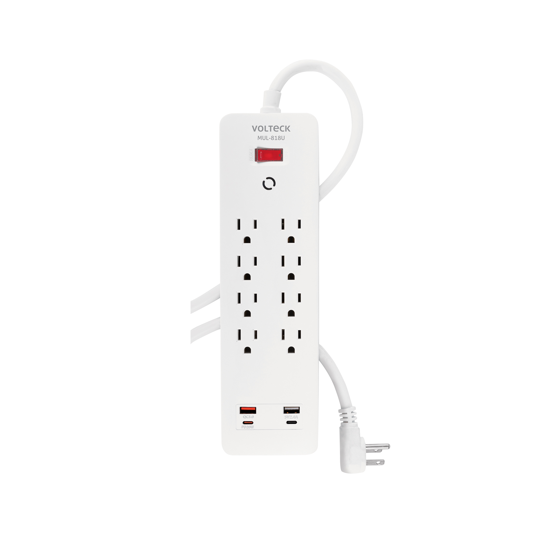 MULTICONTACTO 8 ENTRADAS, 2 USB A + 2 USB C, BLANCO