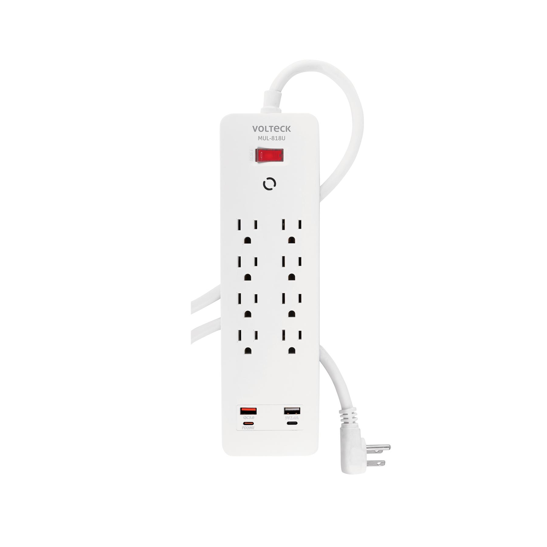 MULTICONTACTO 8 ENTRADAS, 2 USB A + 2 USB C, BLANCO