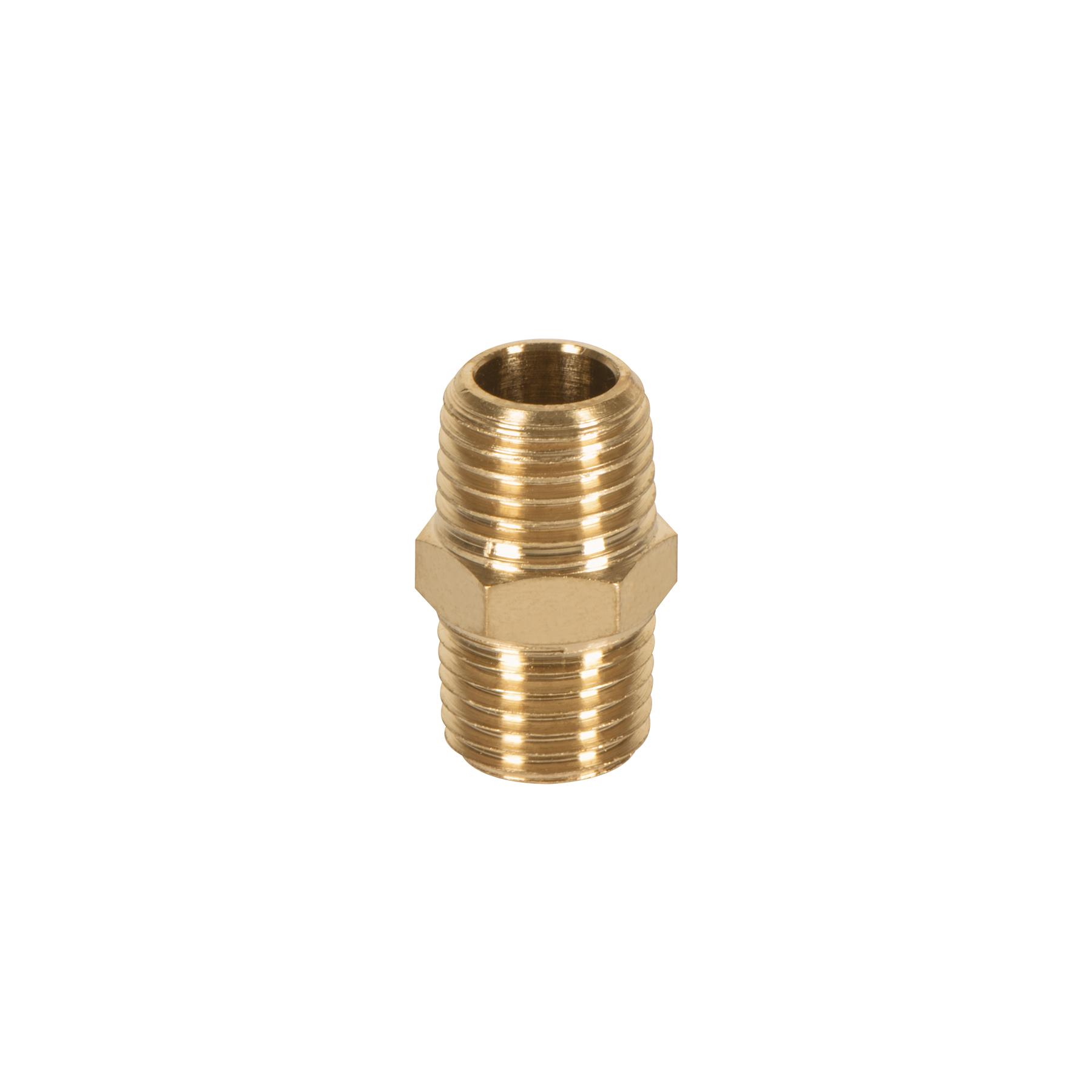 "NIPLE DE LATÓN, MACHO-MACHO, CUERDA 1/4"" NPT, TRUPER"