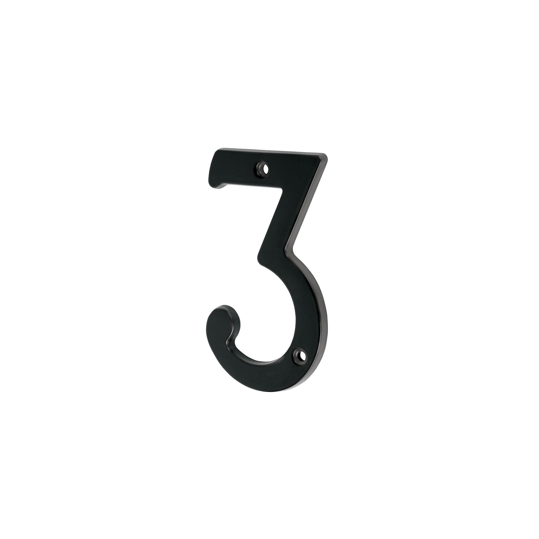 NÚMERO 3 DE LATÓN SÓLIDO 4', NEGRO,  HERMEX