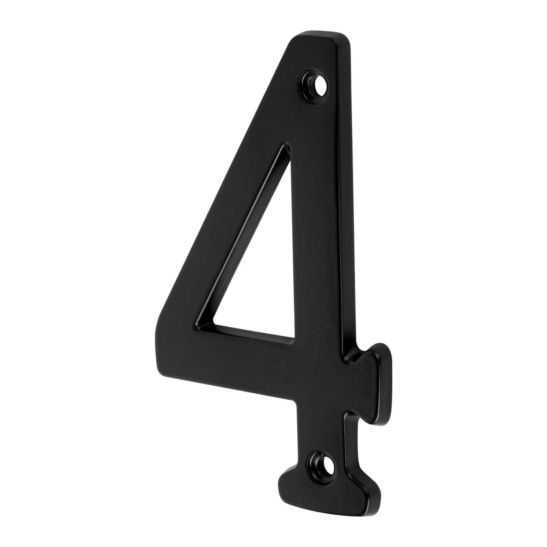 NÚMERO 4 DE LATÓN SÓLIDO 4', NEGRO,  HERMEX