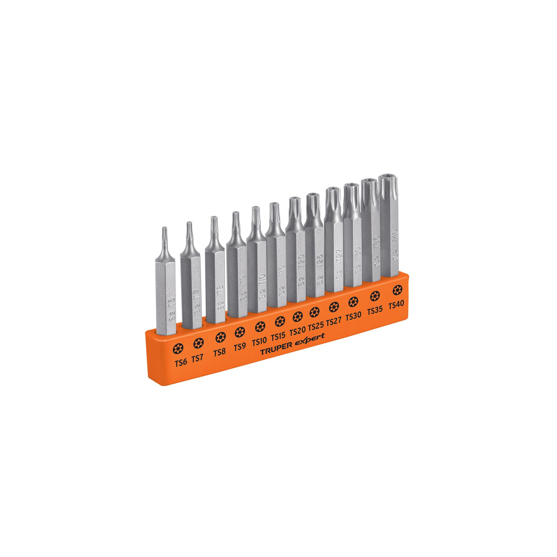 "JUEGO DE 12 PUNTAS TORX COMBINADAS C/SEGURO LARGO 2"", EXPERT"
