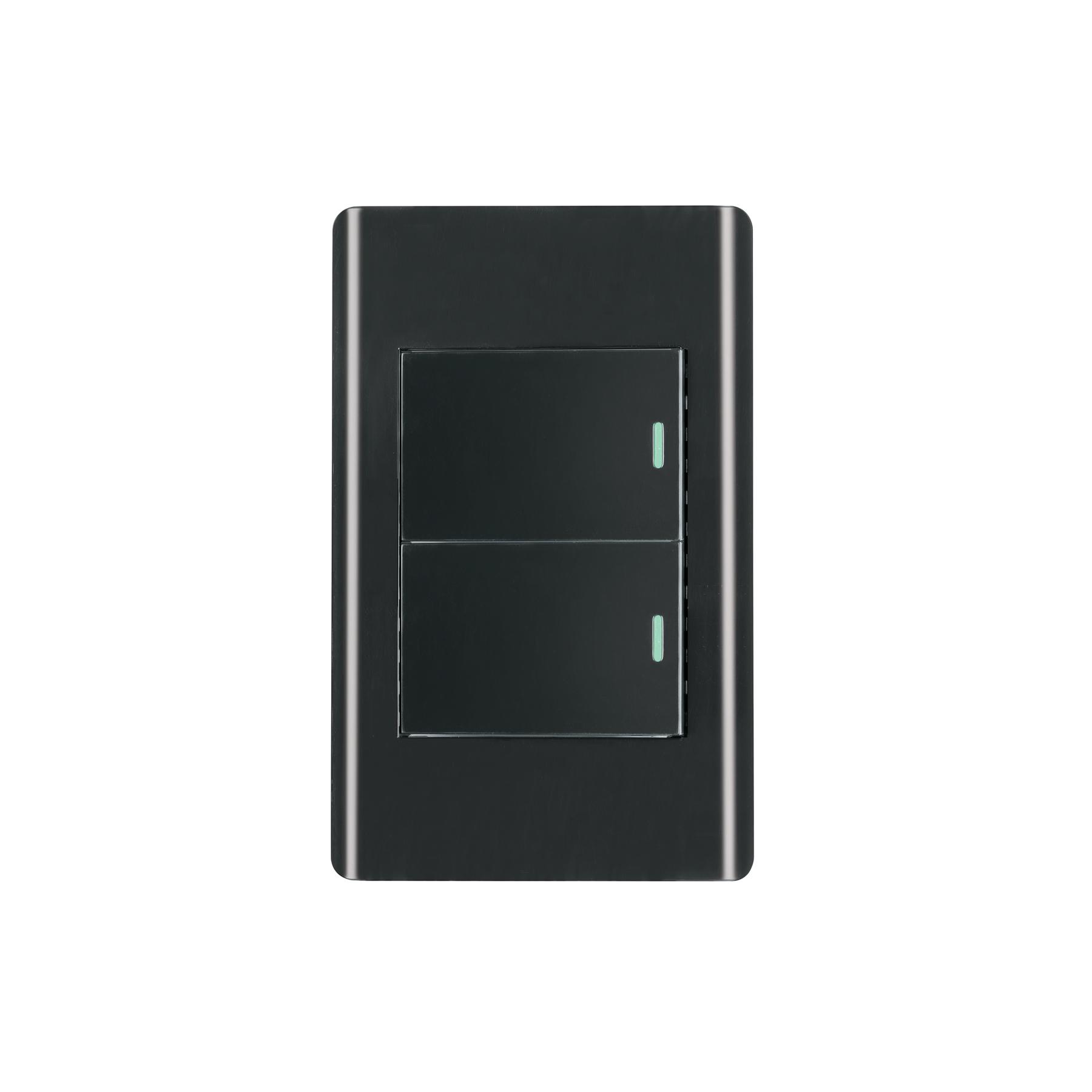 PLACA ARMADA NEGRA 1 INTERRUPTOR Y 1 DE 3VÍAS 1.5MÓD,LISBOA