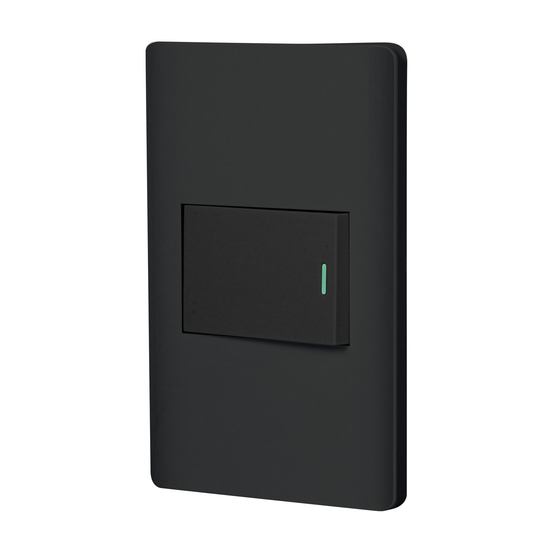 PLACA ARMADA NEGRA 1 INTERRUPTOR DE 3 VÍAS 1.5 MÓD, LISBOA