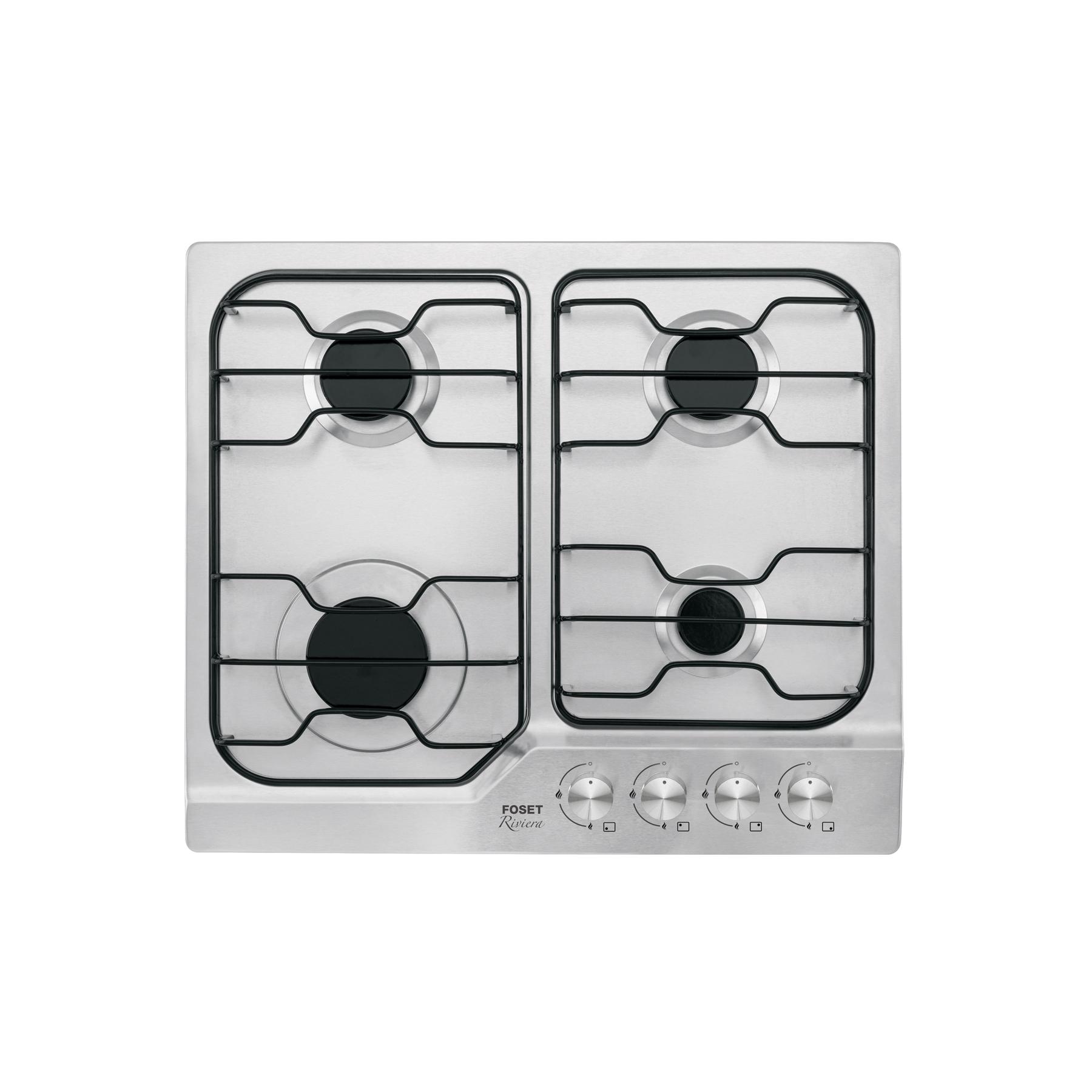PARRILLA DE GAS EMPOTRABLE 4 QUEMADORES, ACERO INOXIDABLE, 60CM