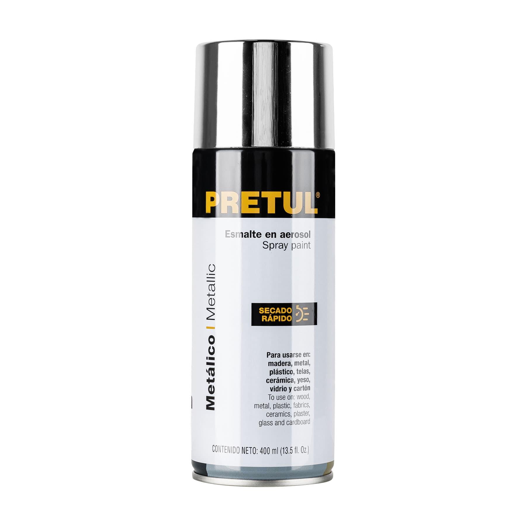 PINTURA EN AEROSOL METÁLICA, CROMO, 400ML, PRETUL