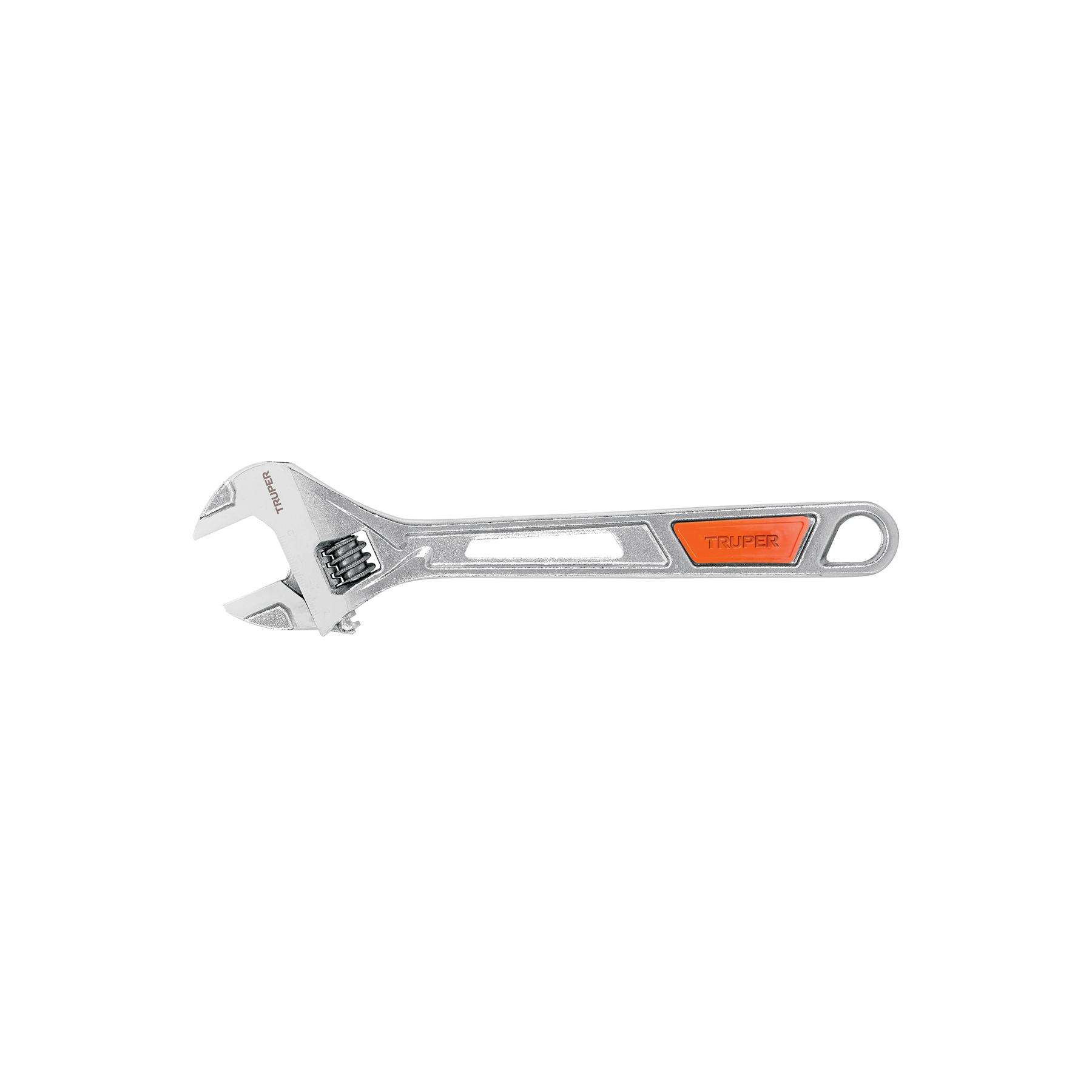 "LLAVE AJUSTABLE (PERICO) 10"" CROMADA MANGO DE PVC, TRUPER"