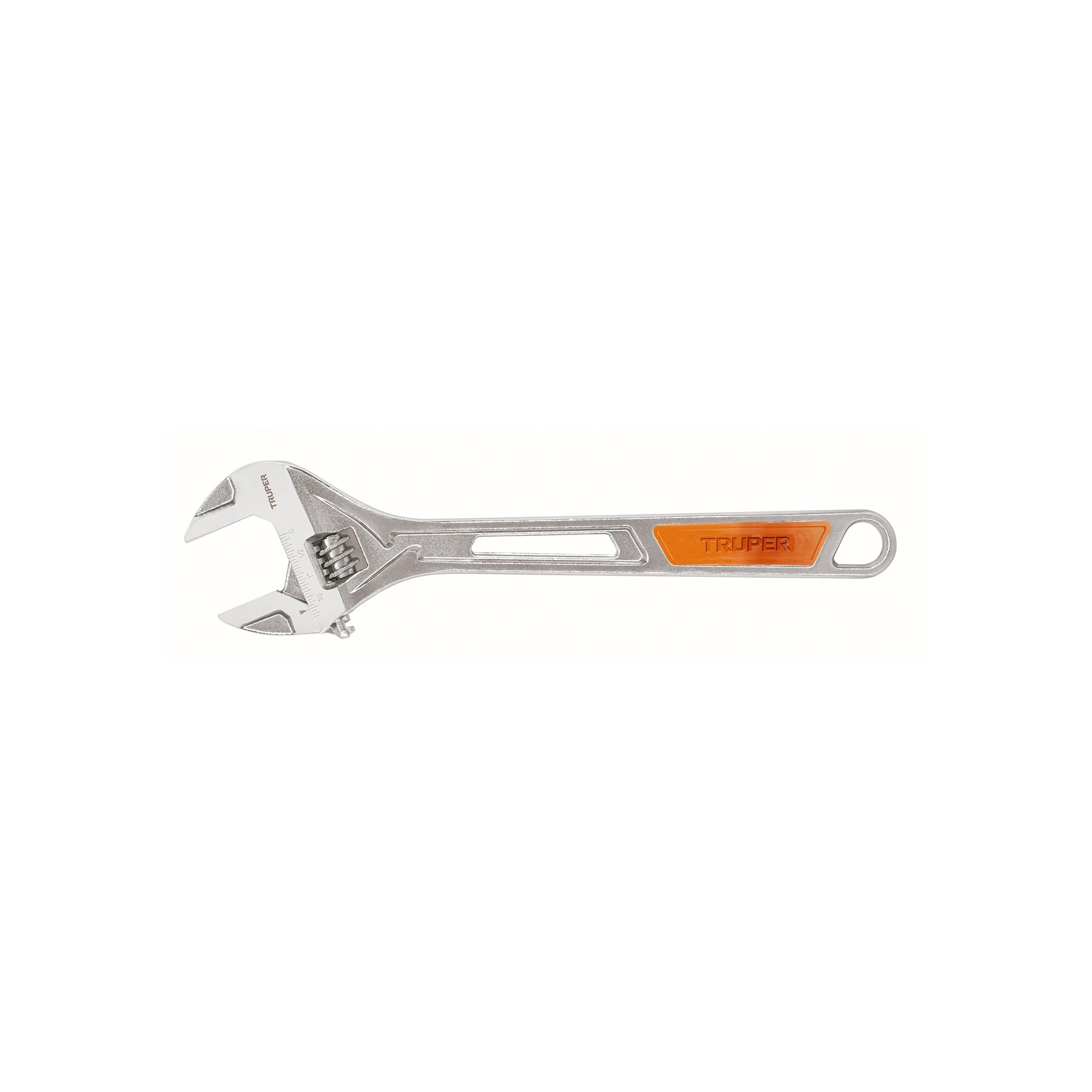 "LLAVE AJUSTABLE (PERICO) 15"" CROMADA MANGO DE PVC, TRUPER"