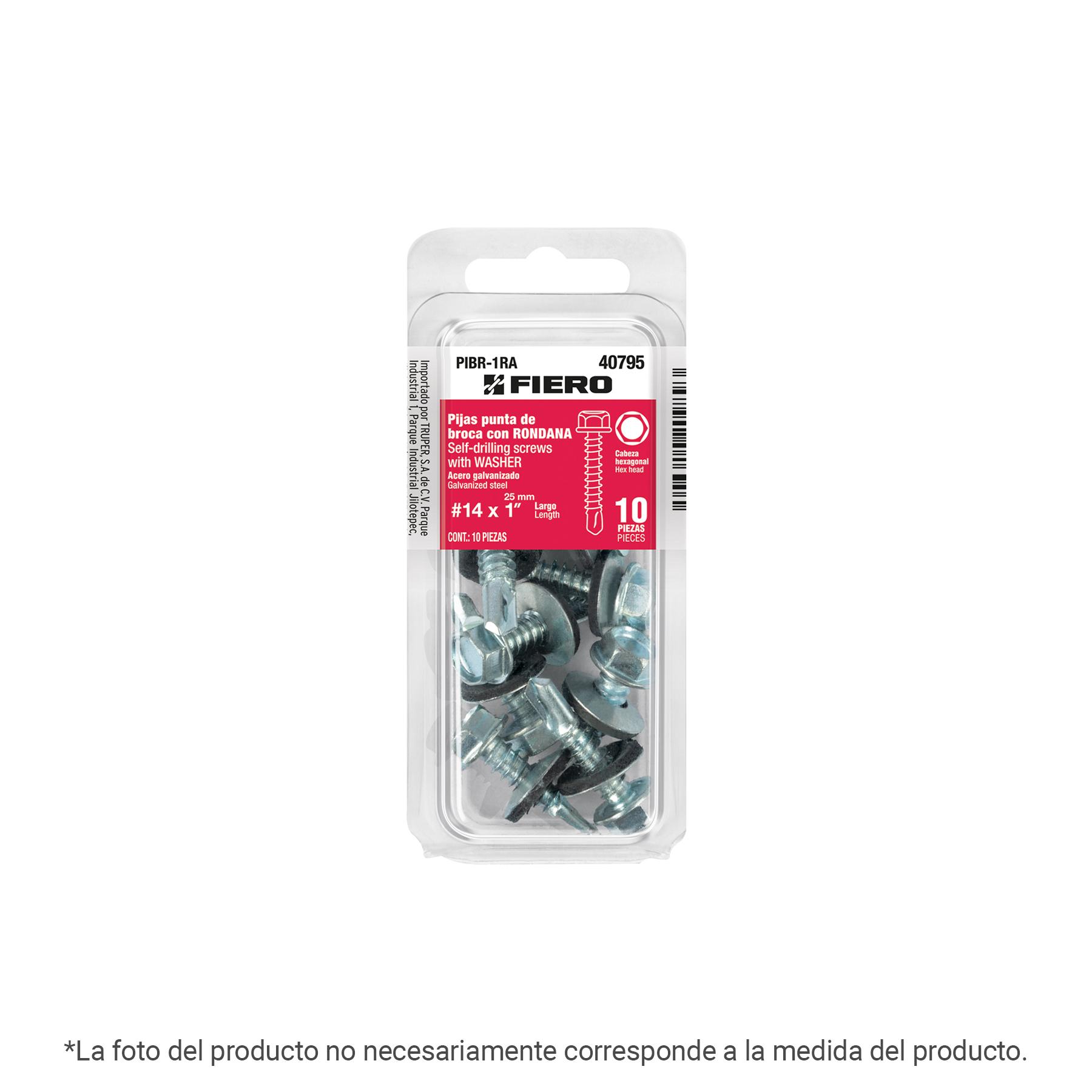 "BLÍSTER CON 7 TORNILLOS 1-1/2"" HEXAGONAL PUNTA BROCA CON RONDANA"